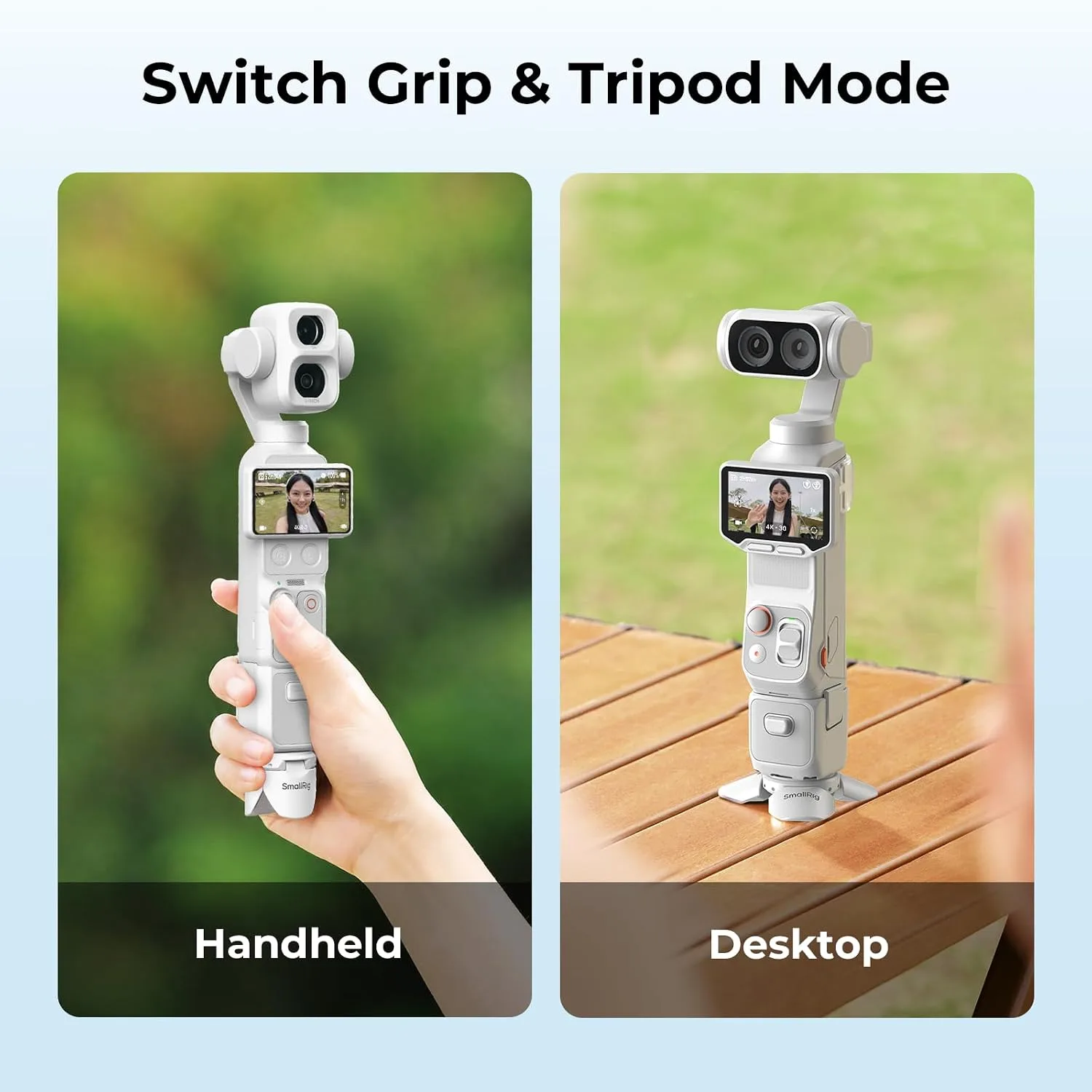 SMALLRIG Auto-Deploy Mini Tripod for DJI Pocket 4P/4/3, for Insta360 Luna