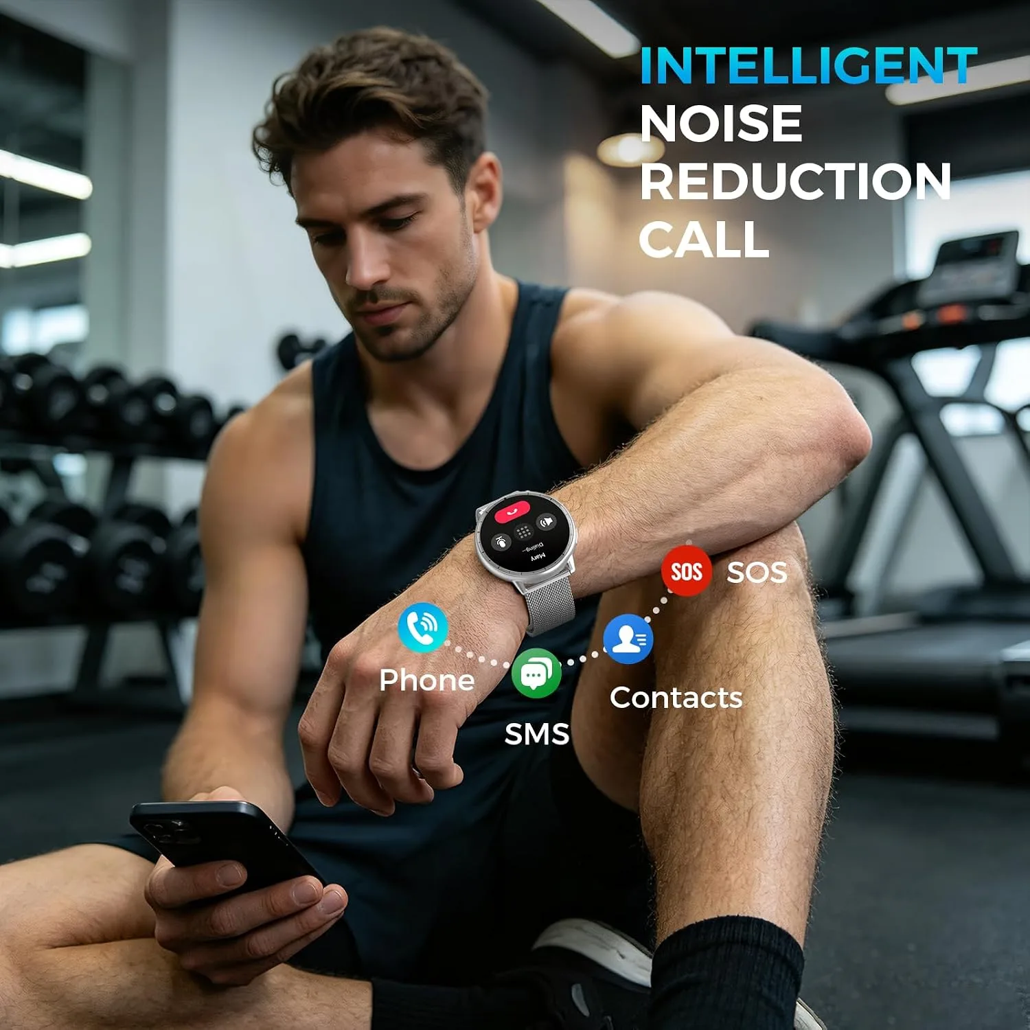 EGQINR GPS Smart Watch for Men Women, 1.32" AMOLED, 5ATM Fitness Tracker