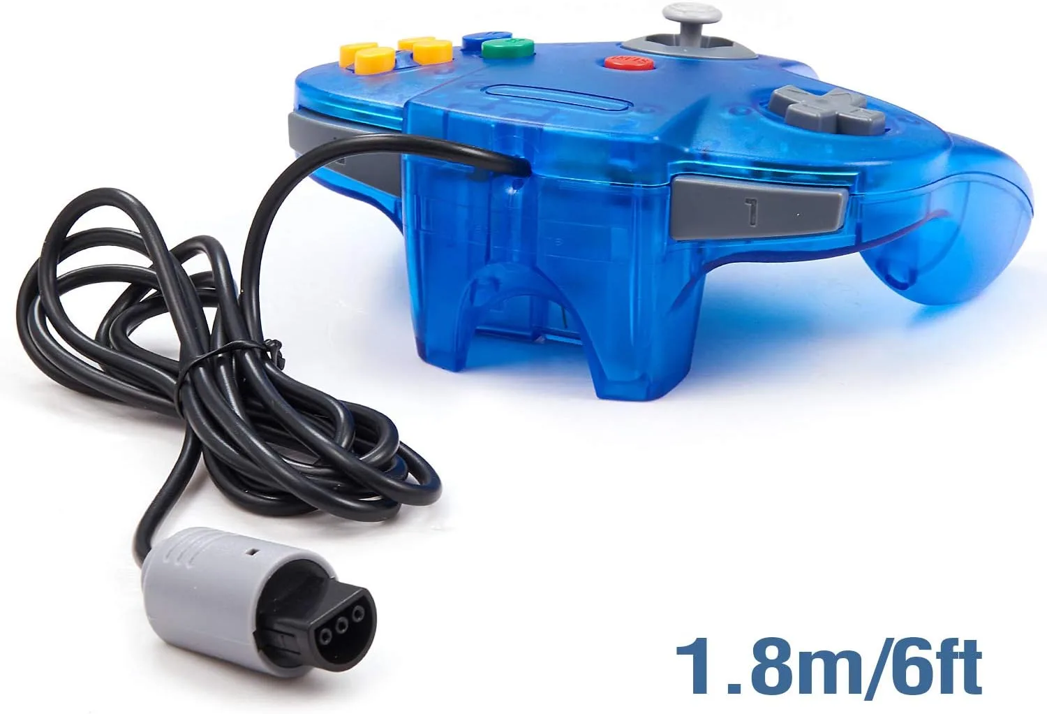 miadore 4 Pack Classic 64 Controller, Wired N64 Controllers with Upgraded Joystick (Non PC USB Version) (Black/Clear Green/Clear Blue/Clear Orange)