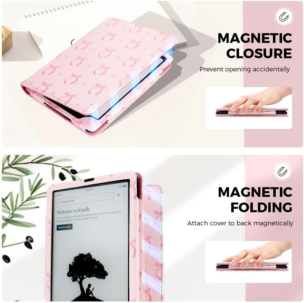 Pink Bow Case for 7"/ 6.8“ Kindle Paperwhite 12th/11th Generation