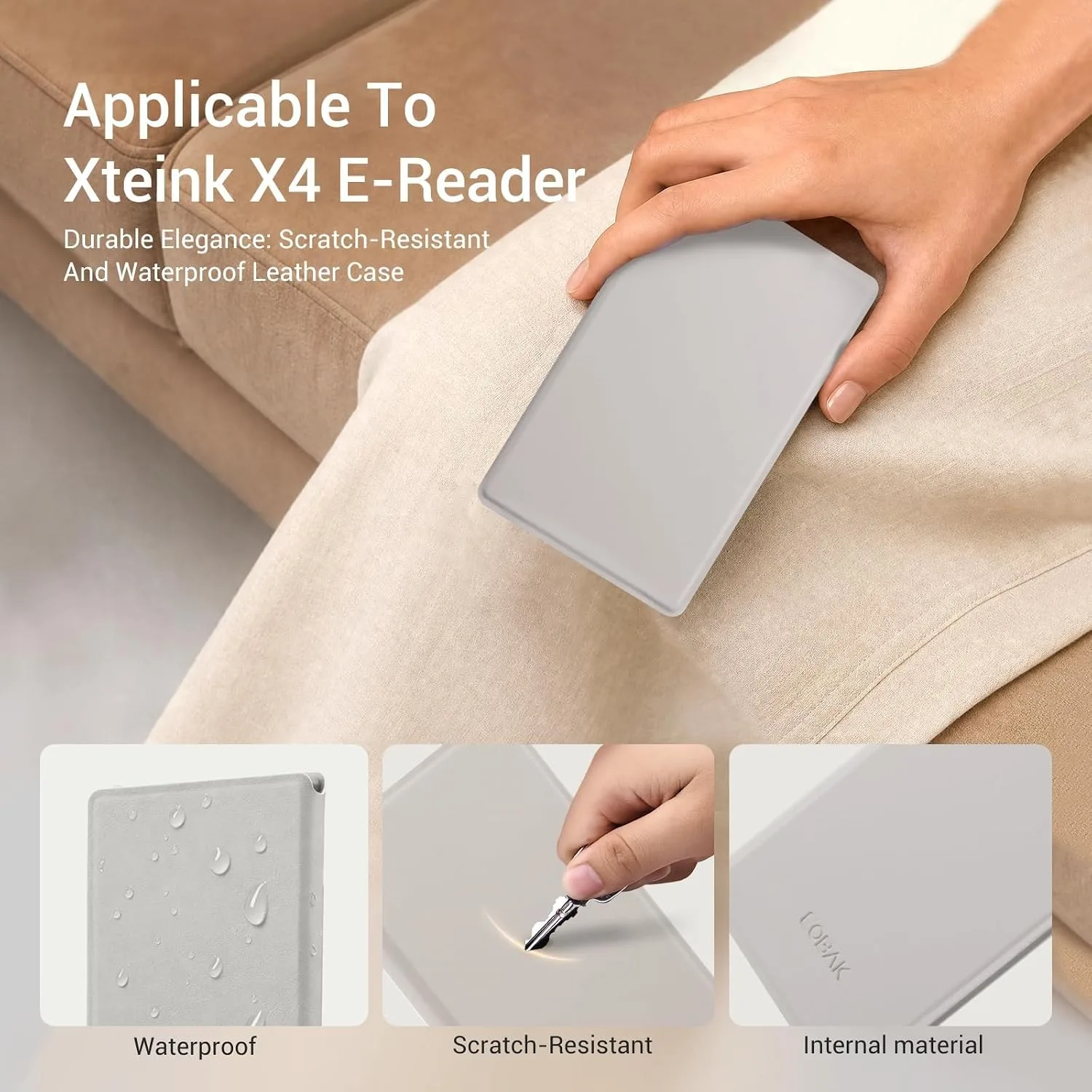 CoBak Magnetic Case for XTEINK X4, Ultra-Lightweight Protective Cover for Xteink X4 E-Reader, Secure Magnetic Attachment(Grey)