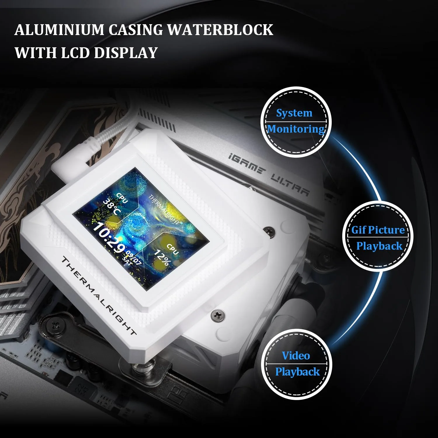 Thermalright FW240 SE ARGB White CPU AIO Cooler,PC 240 Specification Water Cooler System,IPS LCD Screen with 320 * 240 Resolution,for AM5,Intel LGA1700/1851,CPU Cooler Comes with 2-inch LCD Display