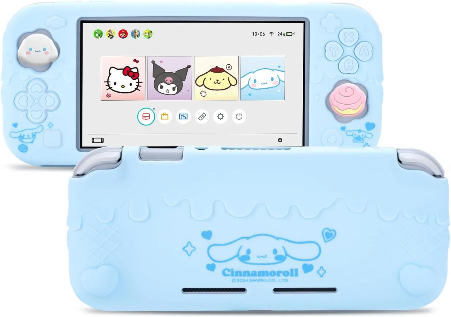 Kuitmor Switch Lite Protective Case,Soft Silicone Protective Shell,Anti-Scratch Protective Cover Case for Switch Lite with 2 Thumb Grip Caps（Blue Cinnamoroll）