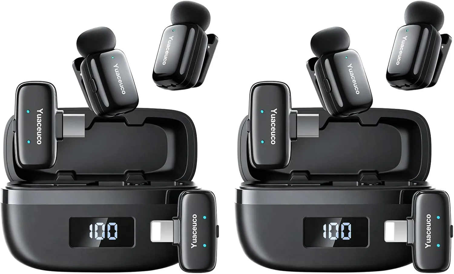 2 Sets Mini Wireless Microphone for iPhone ipad Android