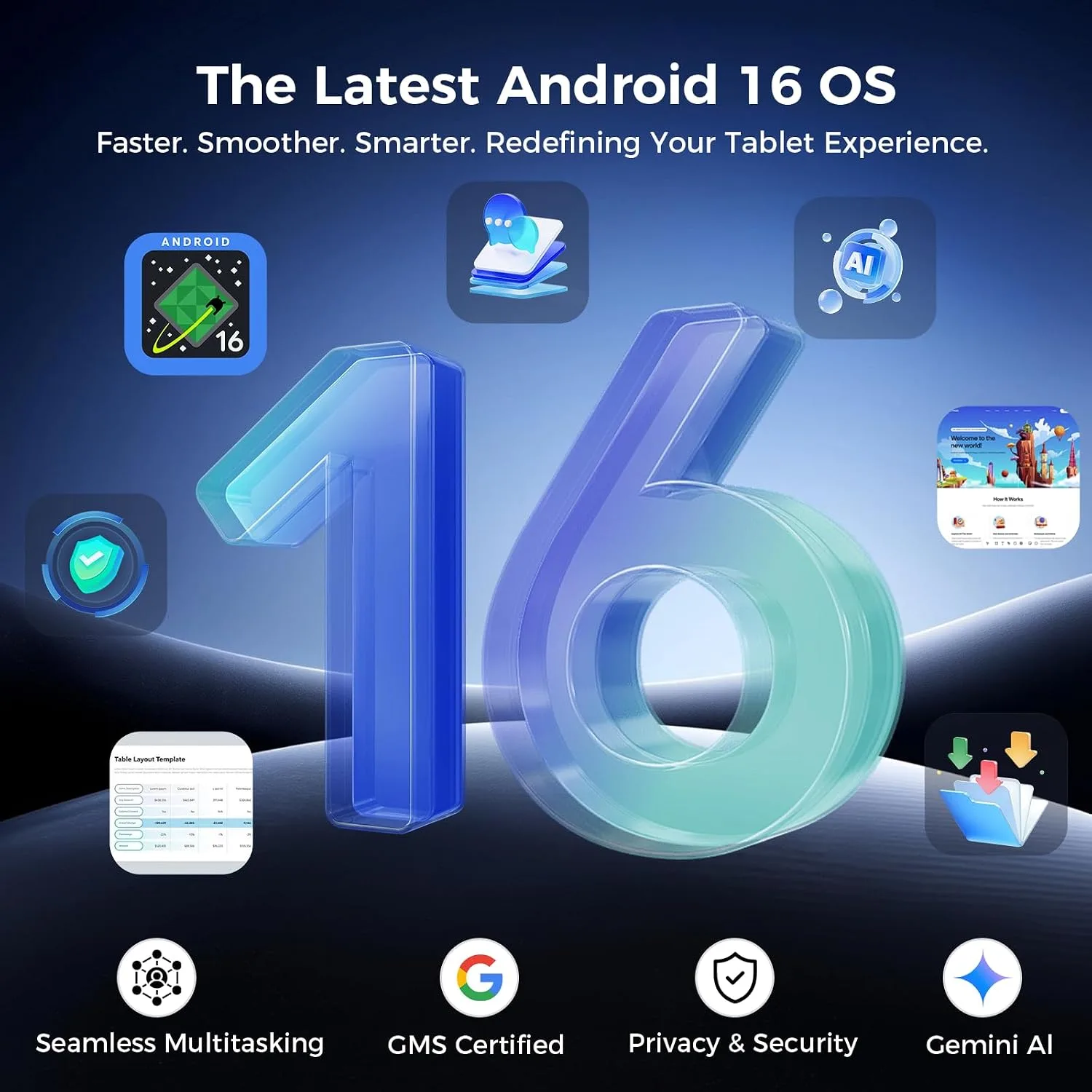 Android 16 Tablet, 12.2 Inch Tablet 2.5K, 32GB + 256GB, 10000mAh
