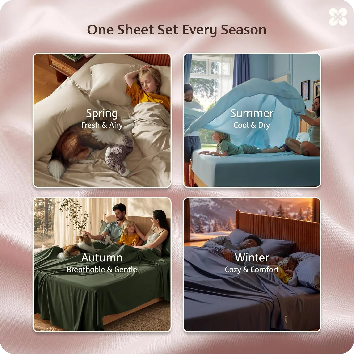 Bedsure PureWoven 100% Rayon Derived from Bamboo, Full Size Sheets, 4 PCS