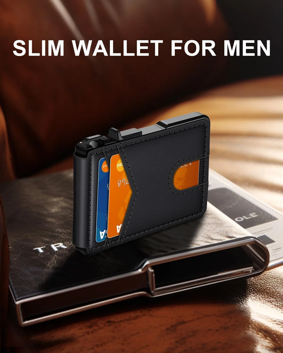 Wallet for Mens Minimalist Wallet 9-13 Cards RFID Blocking Slim Wallet
