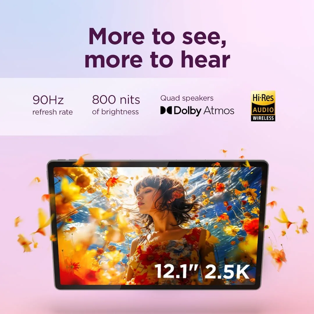 Lenovo Idea Tab Plus - Lightweight Tablet - 12.1″ 2.5K IPS Touchscreen Display - 90Hz - MediaTek Dimensity 6400-8GB Memory - 128GB Storage - Integrated Arm Mali-G57 MC2 - tab Pen & Folio case