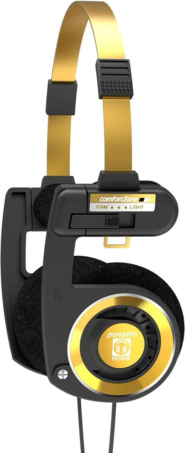 Koss Porta Pro Limited Edition Retro Style On-Ear Headphones, Black Gold