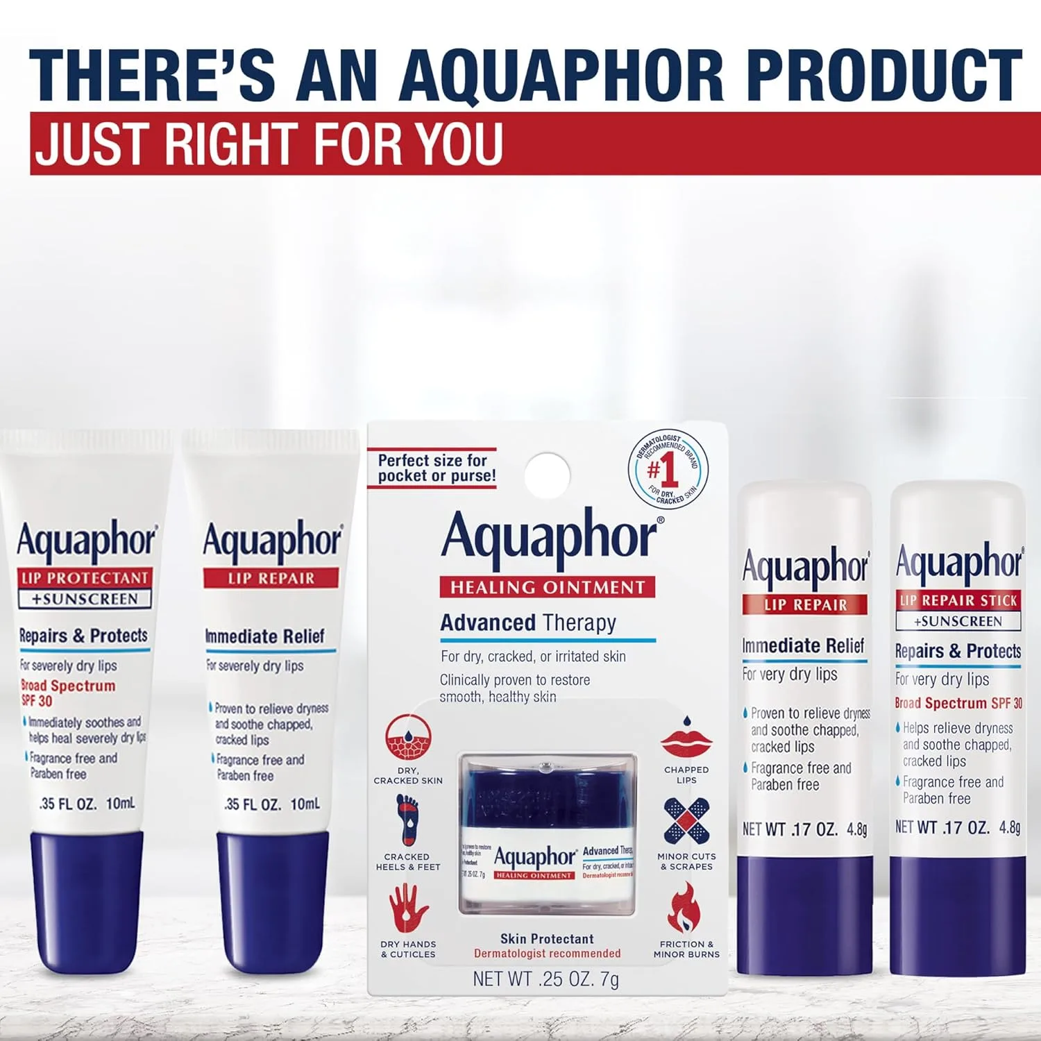 Aquaphor Lip Repair Ointment, Value Pack, 2 x 0.35 FL OZ