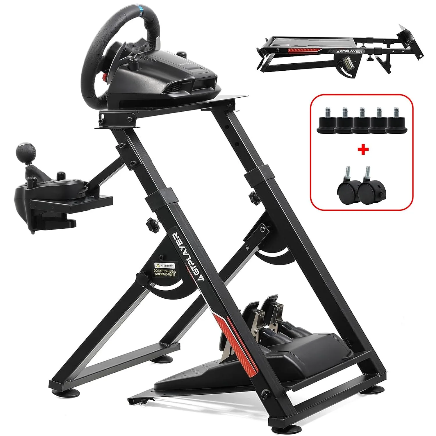 GTPLAYER Sim Racing Wheel Stand Simulator Cockpit Wheel Stand Racing Steering Shifter Mount fit for Logitech G25 G27 G29 G920 G923 Thrustmaster T330TS Gaming Stand Wheel Pedals NOT Included, Black