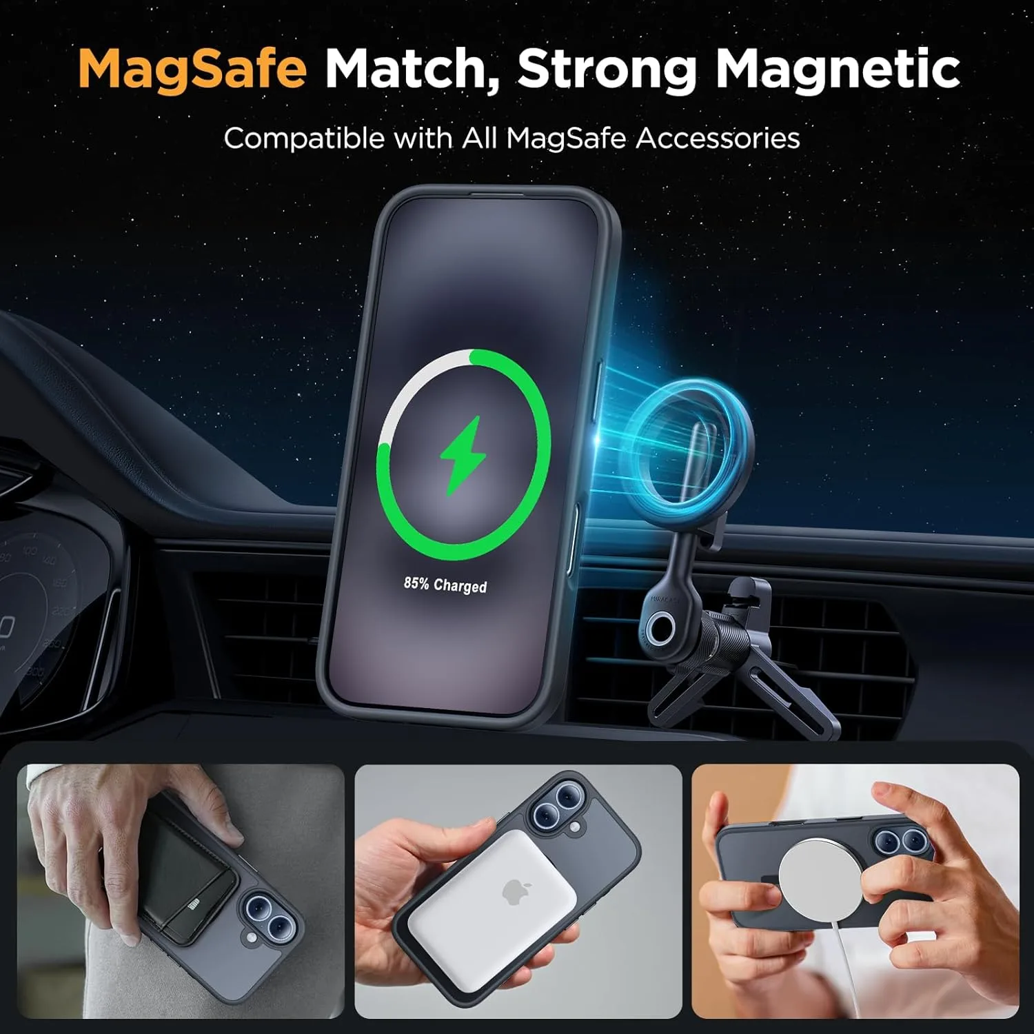 Miracase for iPhone 16 Plus Matte Series Case, Magnetic, Black