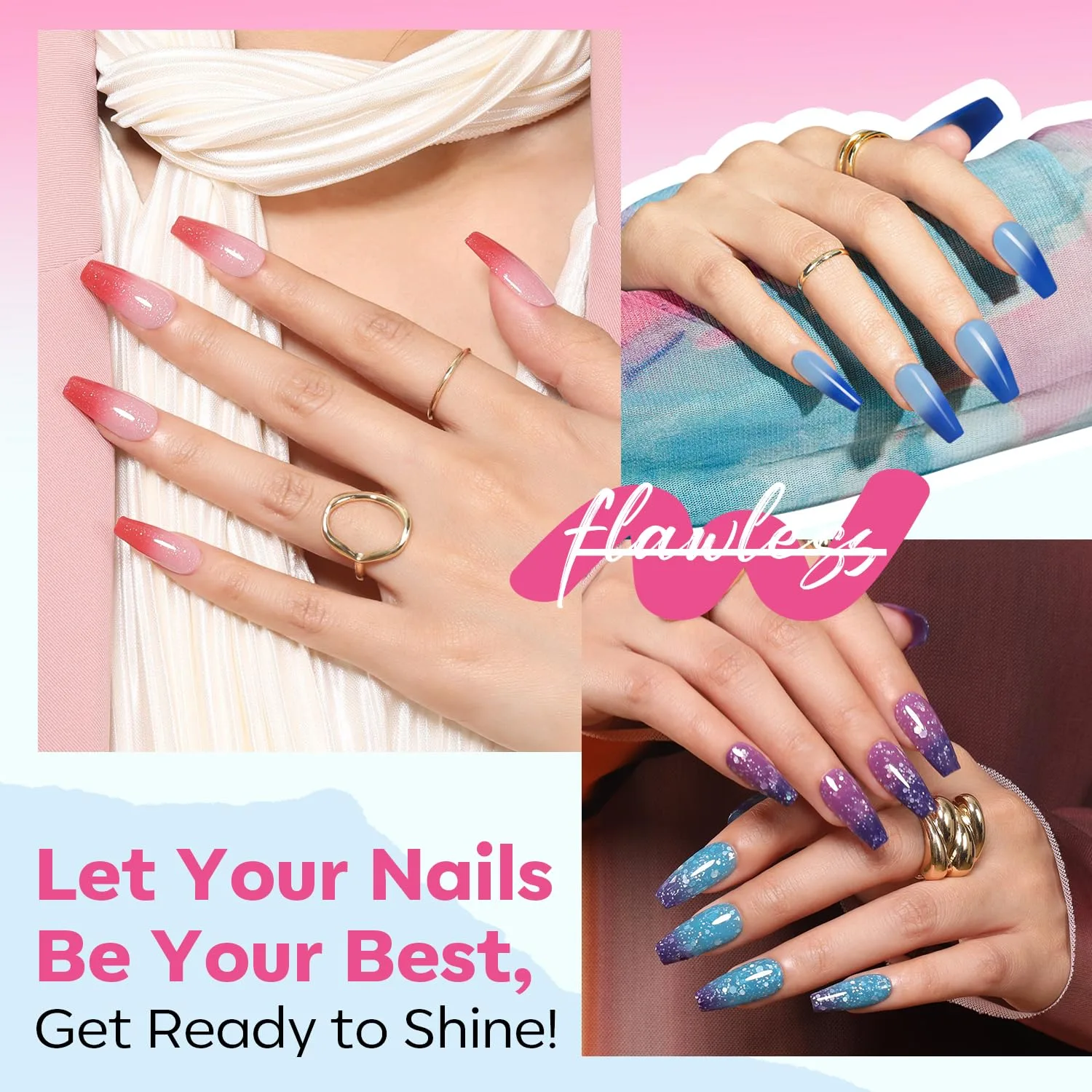 modelones Color Changing Nail Polish Set, 6 Colors Pink Blue Purple Neon