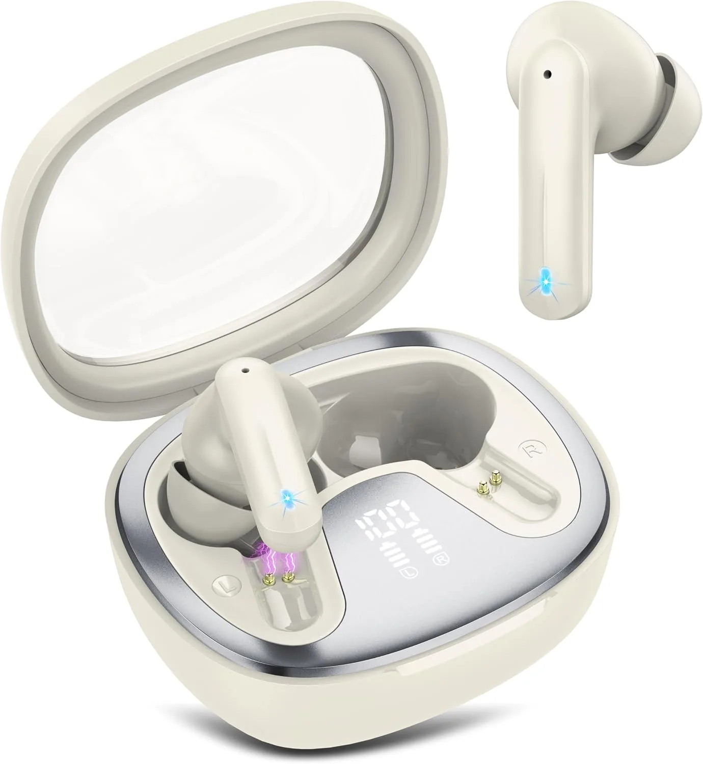 Audífonos Inalámbricos Aosrau H69 Bluetooth 5.4 Off-White