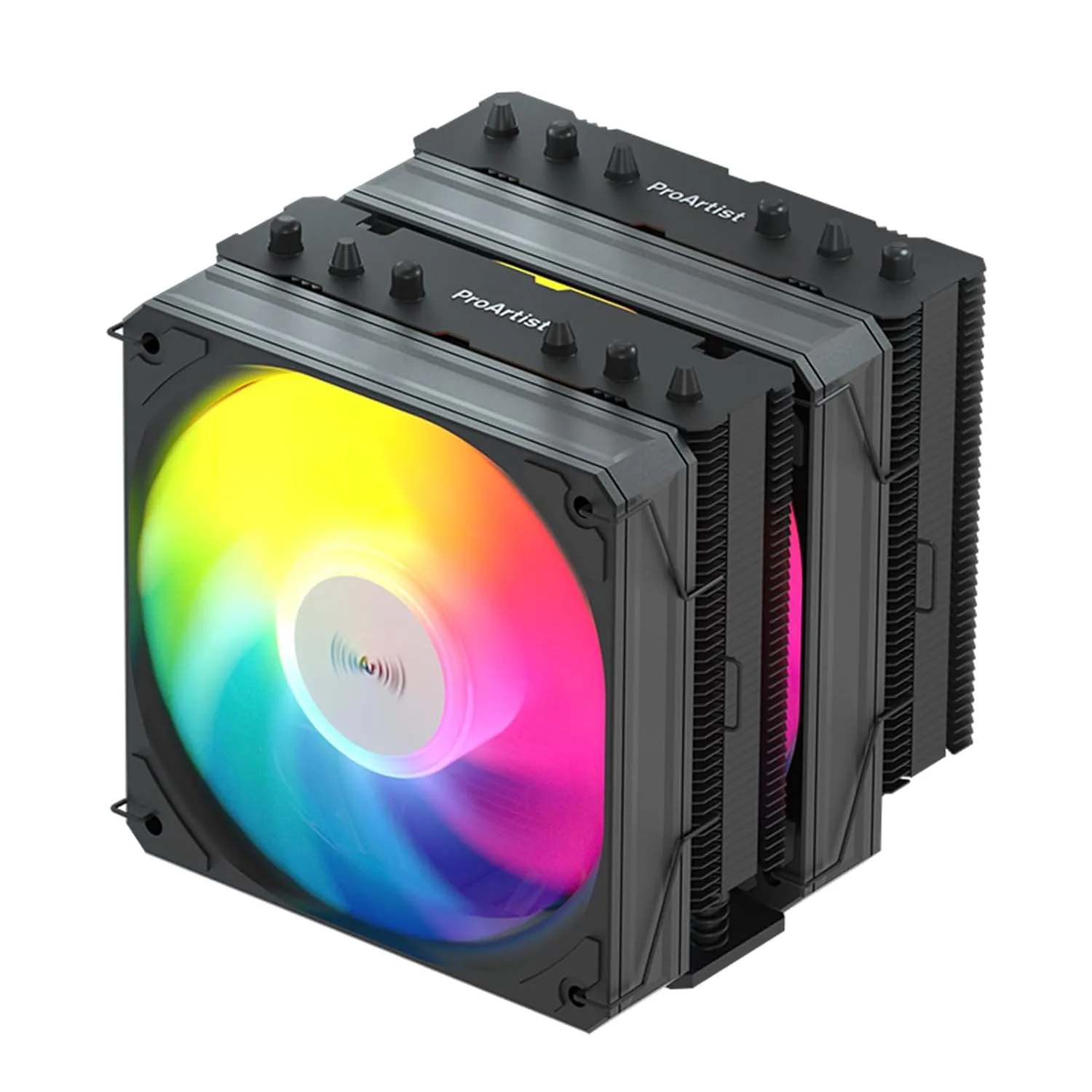 ProArtist Black Dual Tower E6 V4 RGB CPU Air Cooler for Gaming PC, 250W TDP