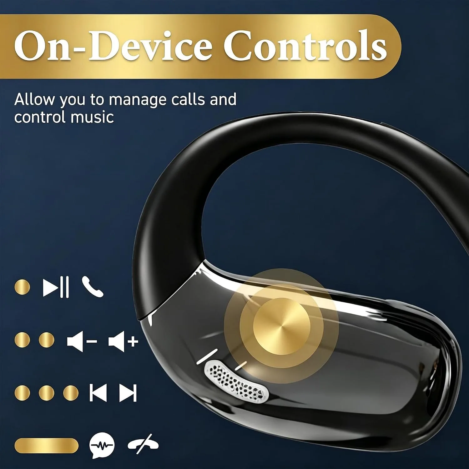 Open Ear Headphones, Wireless Headphones with Smart Digital Display & Mic