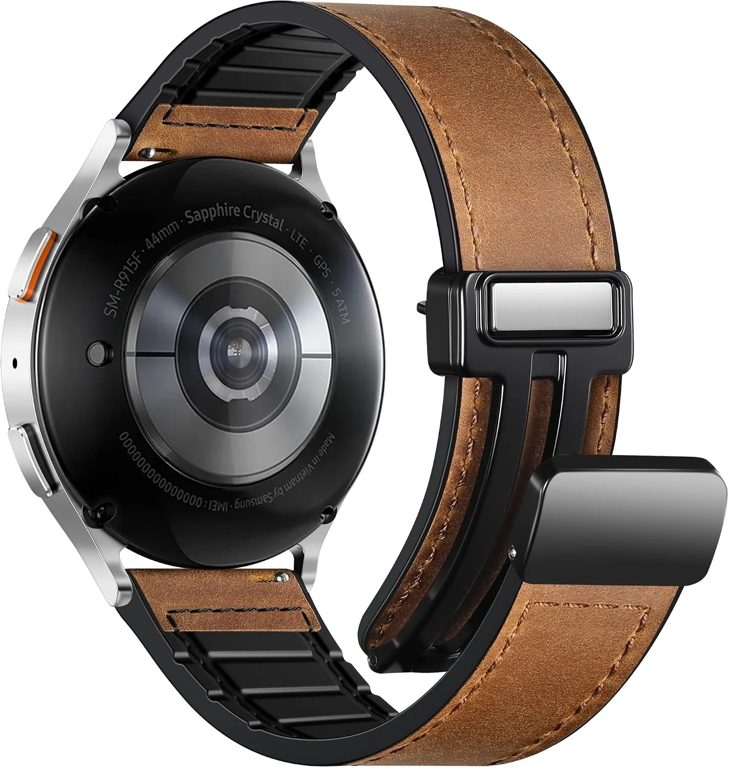 Charlam Magnetic Leather Bands Compatible with Samsung Galaxy Watch 7 Band 6 5 4 FE Active 2 40mm 44mm/Watch 6/4 Classic/Watch 5 Pro/3, 20mm Genuine Leather Straps for Samsung Watch Bands Men Women