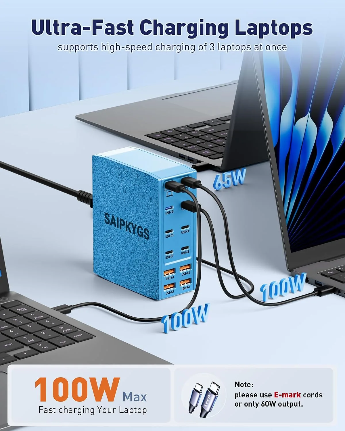 1000W USB Charging Station,12-Port USB C Charger Block with Dual 100W PD