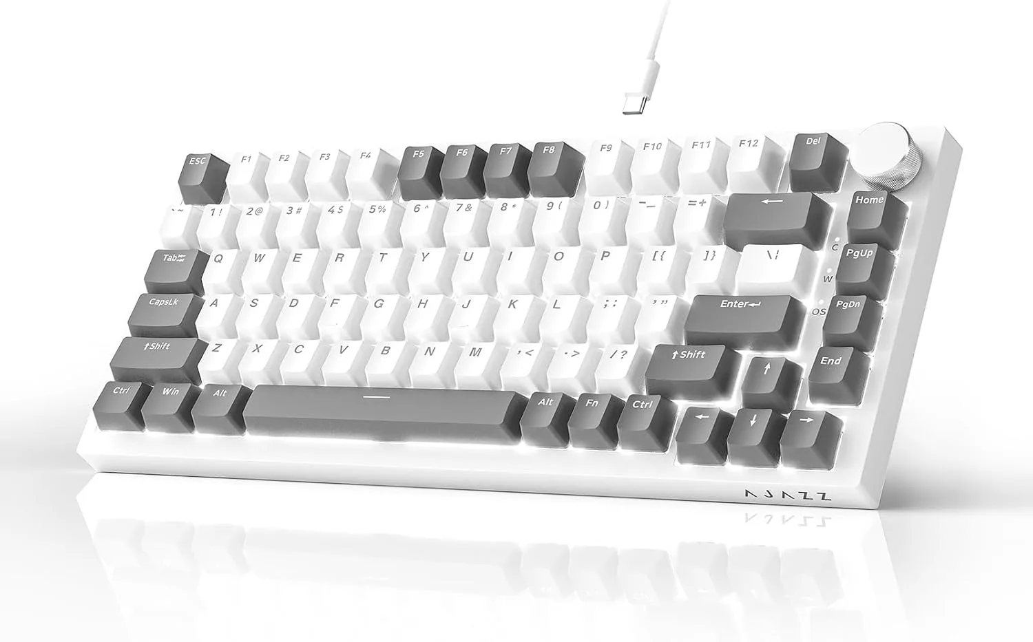 Teclado Gamer Ajazz AK820 Mecánico 75% Cableado Gris Blanco 82 Teclas