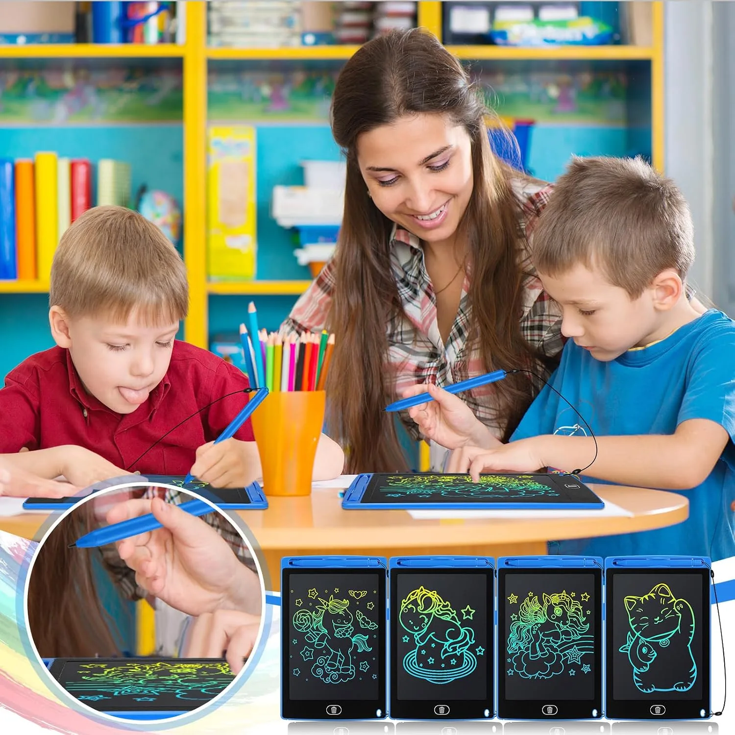 Zhehao 20 Pack 8.5 Inch LCD Writing Tablet Drawing Board,Blue,Classic