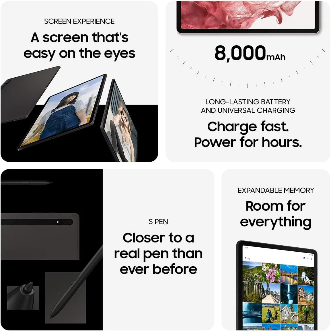 Samsung Galaxy Tab S8 11” 128GB WiFi 6E Android Tablet, PC Experience, Large LCD Screen, S Pen Included, Ultra Wide Camera, Expandable Memory, Long Lasting Battery, US Version, 2022, Graphite