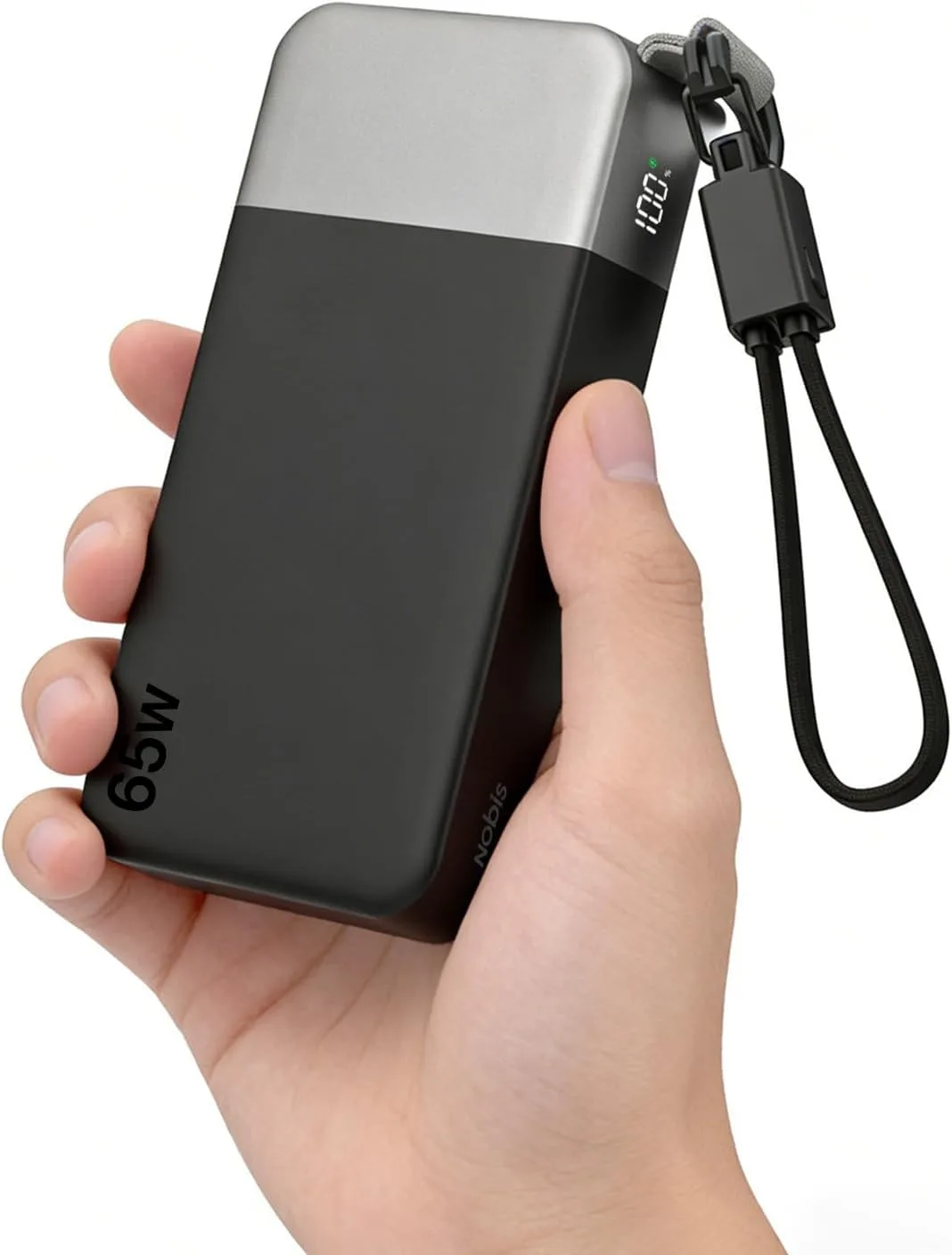 NOBIS Portable Charger 65W 20000mAh Power Bank with Detachable C-Cable