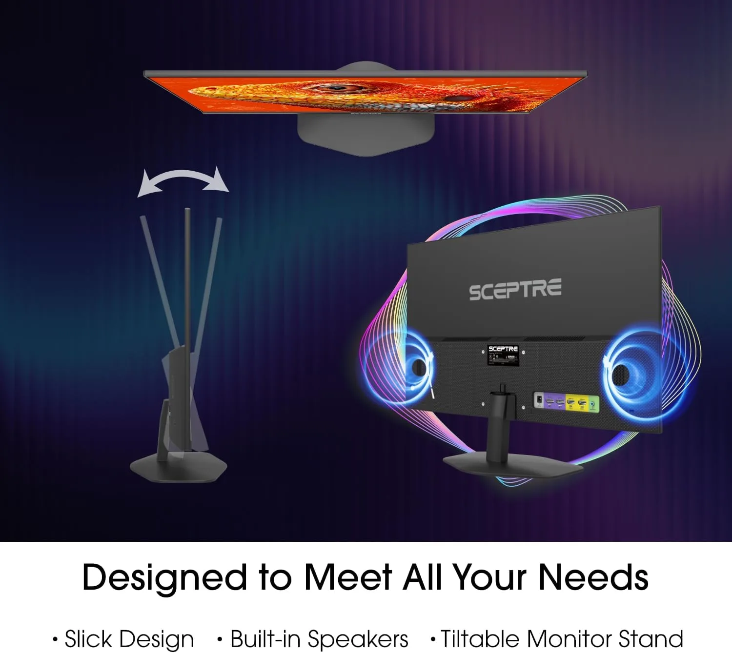 New! Sceptre 24-inch Prime Gaming Monitor DisplayPort x2 165Hz HDMI x2 165Hz Build-in Speakers, Machine Black 2027 (E248B-FW165T Series)