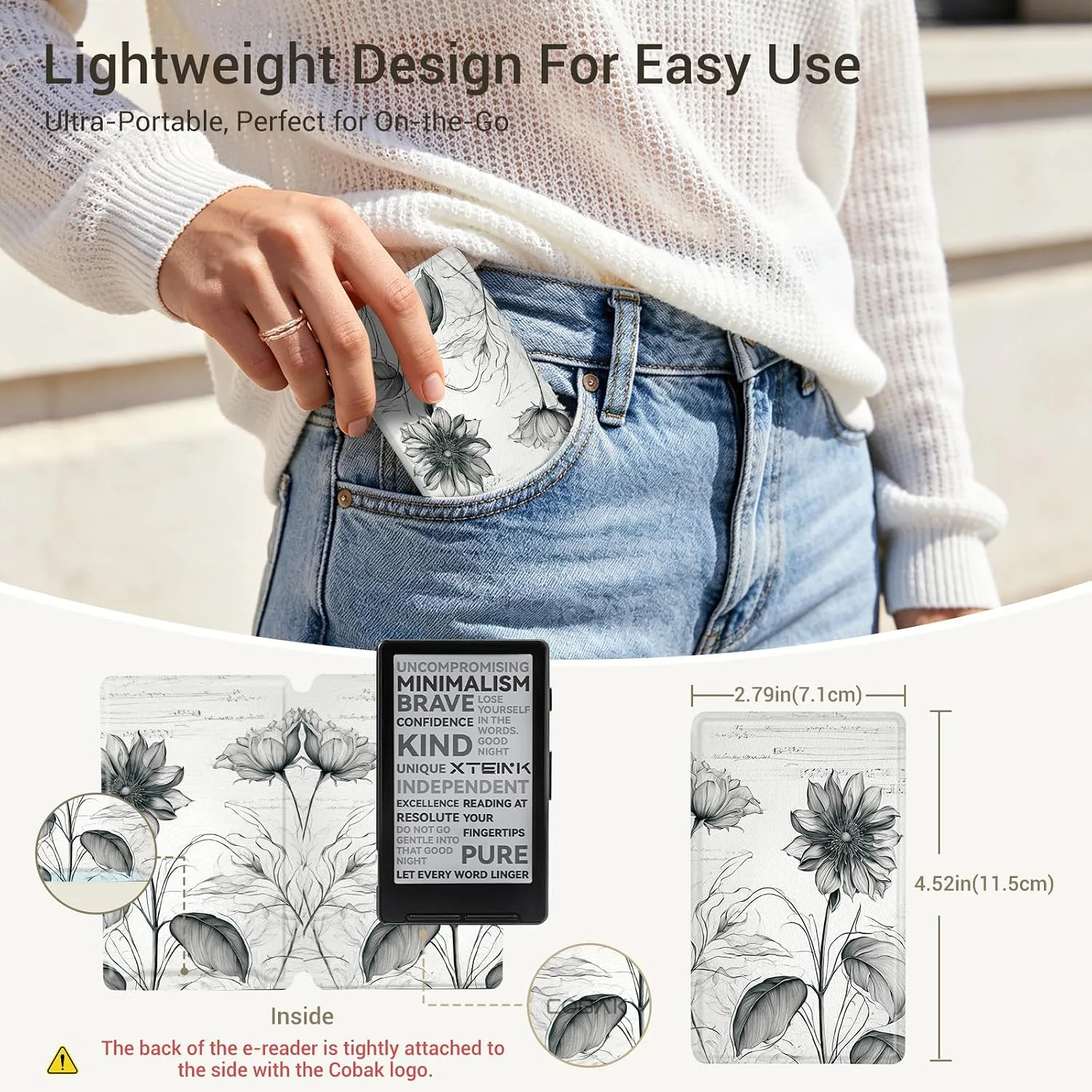 CoBak Magnetic Case for XTEINK X4, Ultra-Lightweight Protective Cover for Xteink X4 E-Reader, Secure Magnetic Attachment(Sketching Sunflowers)