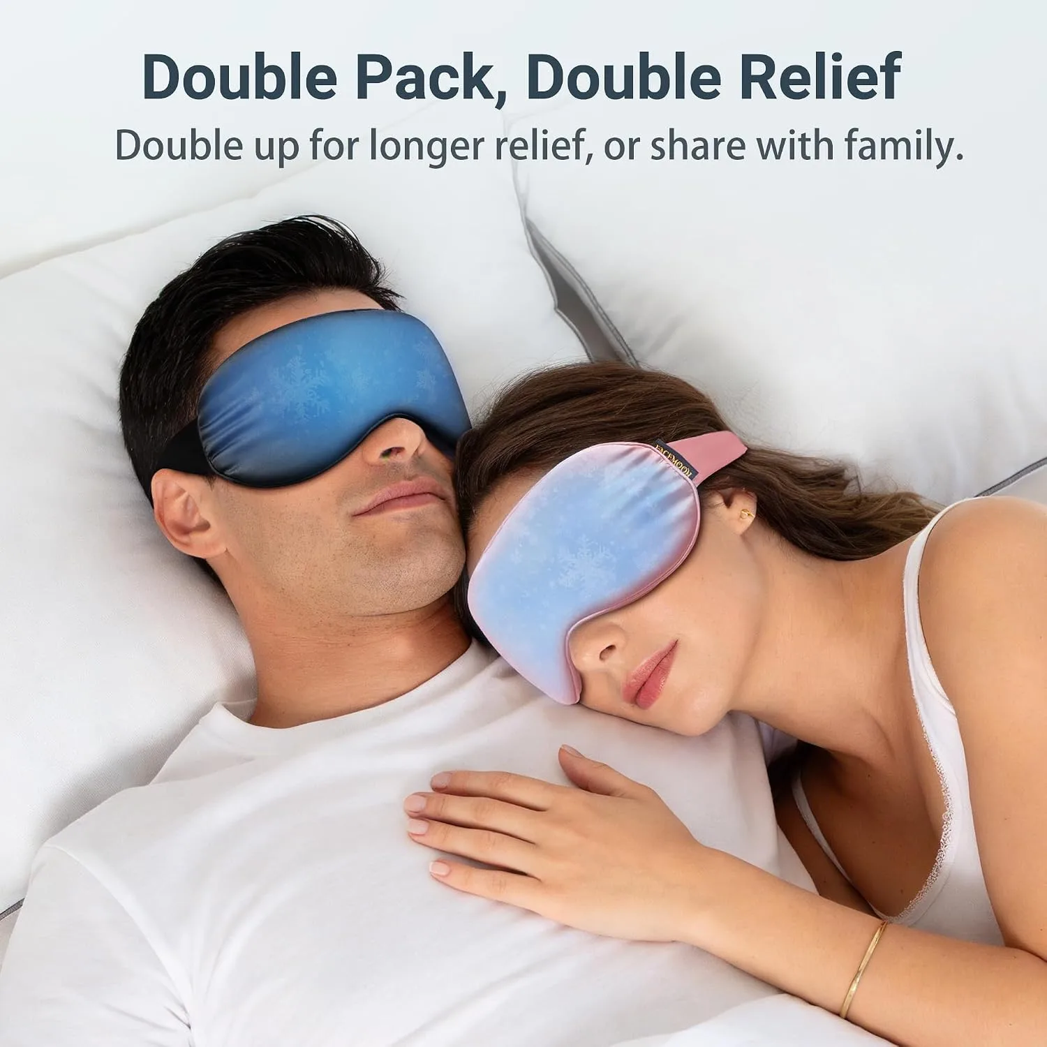 Cold Eye Mask - Cooling Eye Mask for Puffy Eyes, Cold Compress for Dark Circles, Tired Eyes, Headache, Migraines Relief - Reusable Gel Ice Pack, Weighted Sleep Mask(Black, Pink)