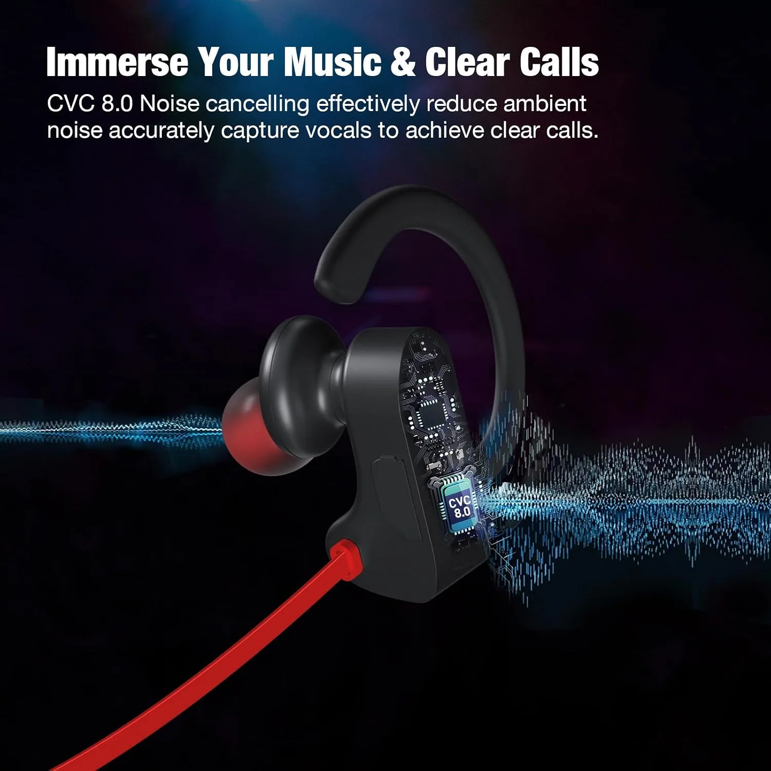 JOYWISE Bluetooth Headphones Wireless Earbuds 16H Playtime Wireless Headphones IPX7 Waterproof Bluetooth 5.3 Running Ear Buds with Mic Stereo in Ear Earphones Sound Isolation for Workout, Sports Red