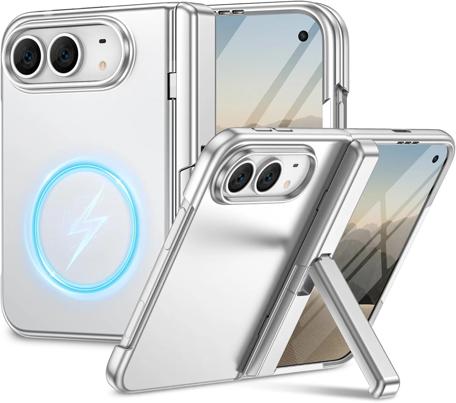 Magnetic for iPhone Duo Case with Screen Protector & Hidden Kickstand