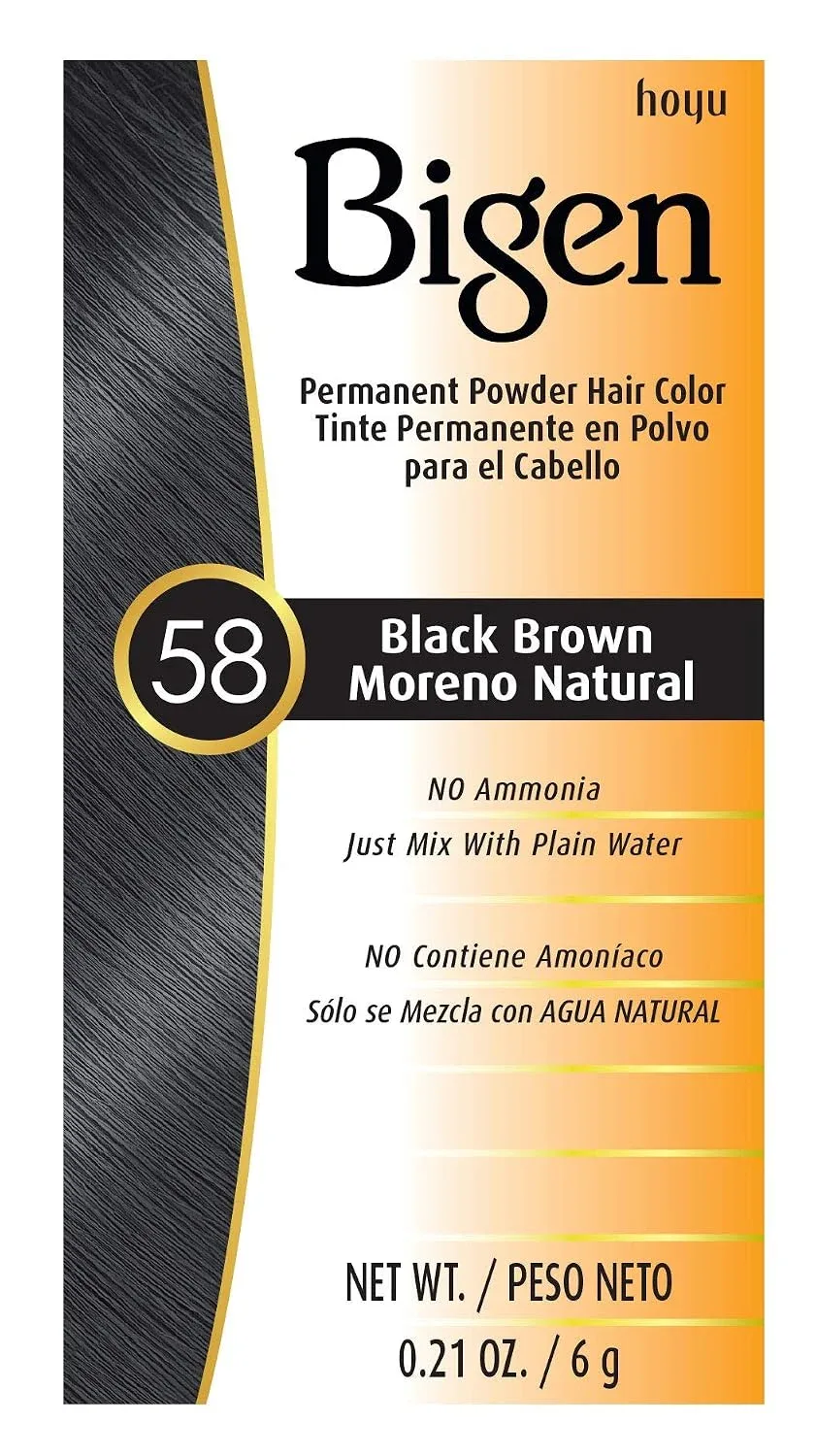 #58 Black Brown Bigen Permanent Powder - 12 Pack