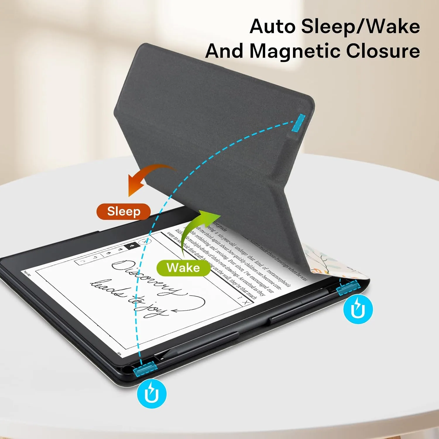 CoBak Stand Case for TCL - Premium Folio Leather Cover with Pen Holder, Auto Sleep/Wake - Compatible with 10.2 Inch eBooK Reader