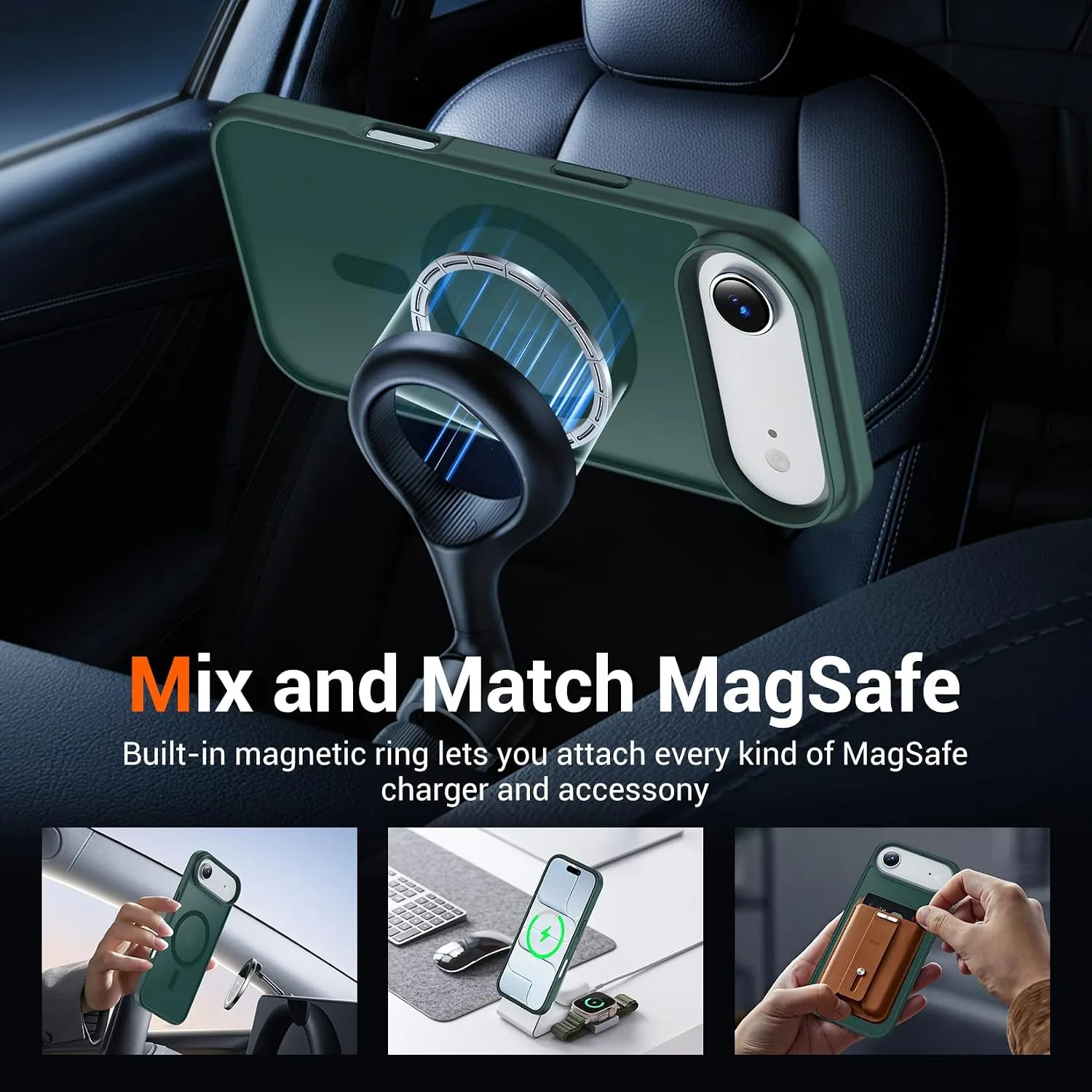 Temdan for iPhone AIR Case with Screen Protector Forest Green