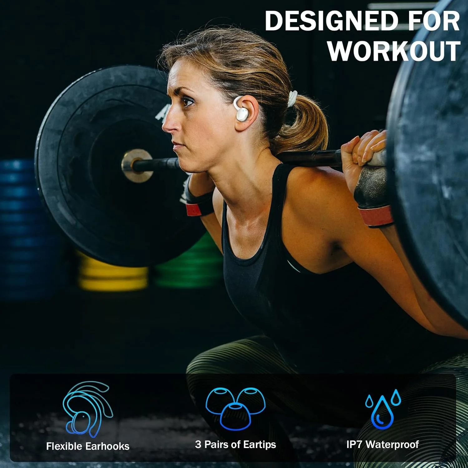 Wireless Earbuds, Sport Bluetooth 5.4 Headphones 2026 New Bluetooth Earbuds with 56Hrs Stereo, 4 ENC Mic, Noise Canceling Over-Ear Buds with Earhooks, IP7 Waterproof Earphones for Workout/Running/Gym