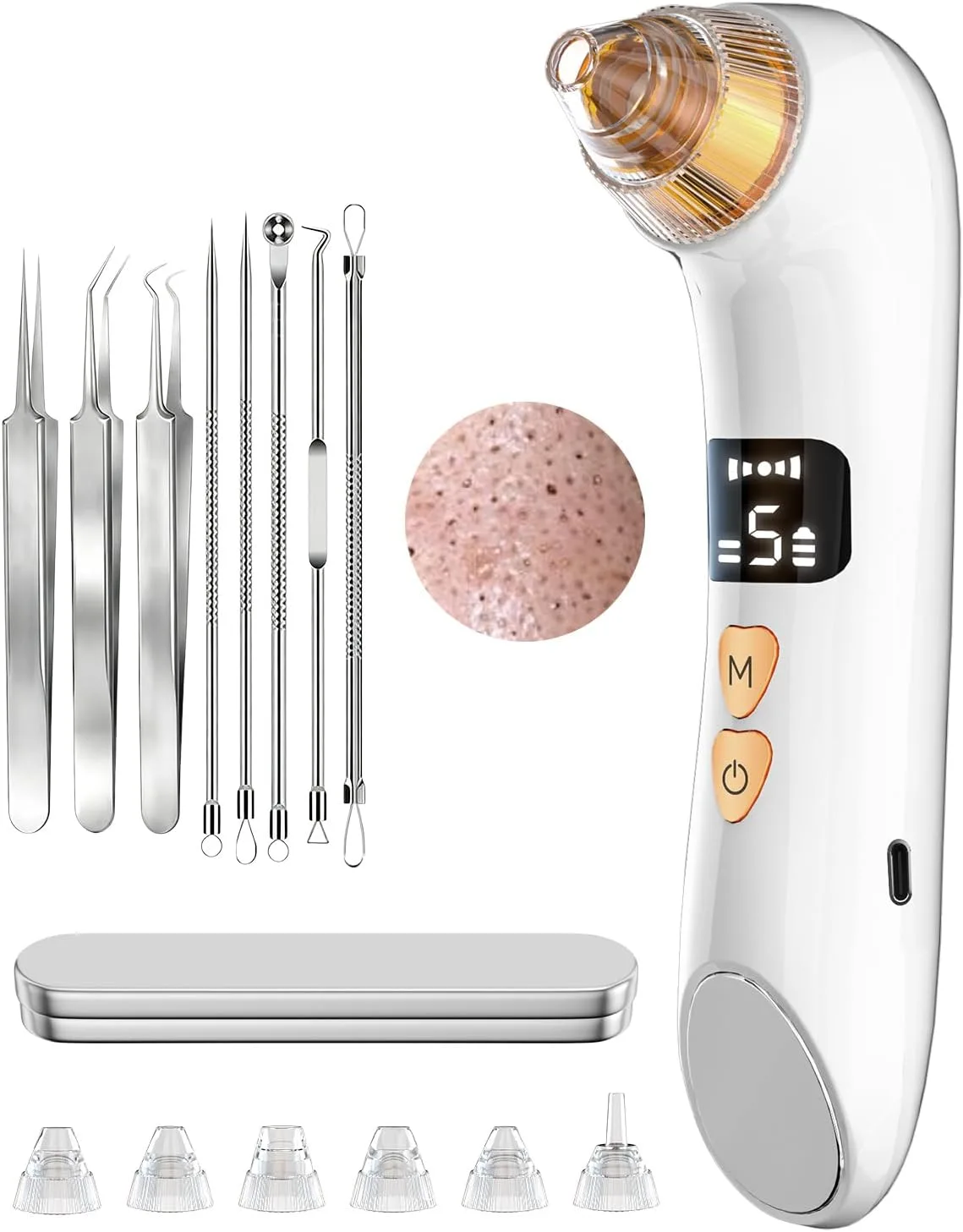 Upgraded Visible Blackhead Remover Pore Vacuum,5 Suction Levels,6 Probes