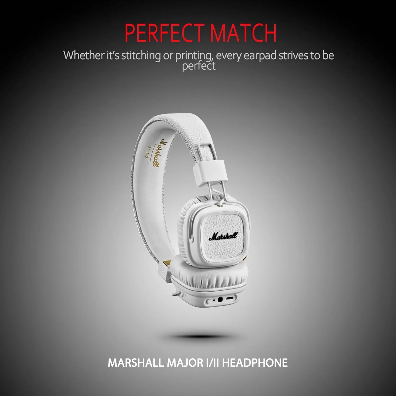 Krone Kalpasmos Replacement Earpads for Marshall Major I/II Headphones, Ear Cushion Compatible with Marshall Major 1/2 Ear Pads, White