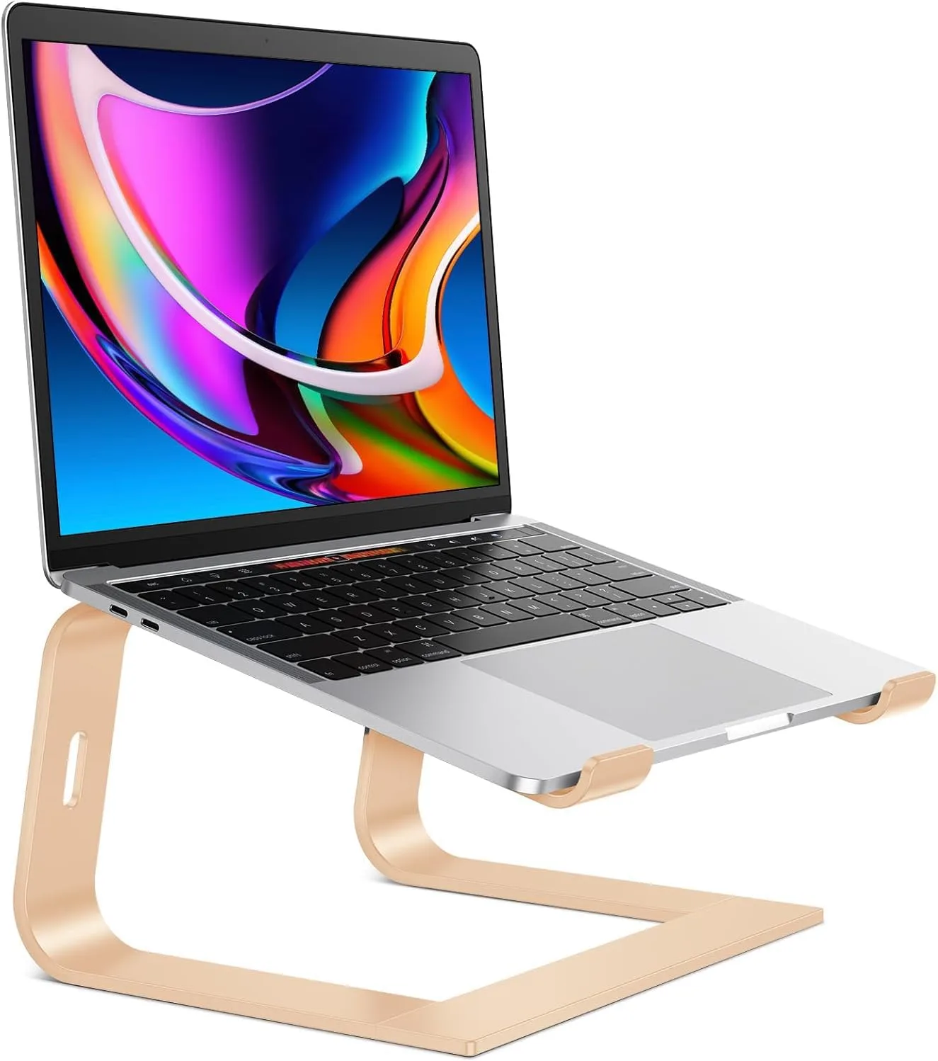 OMOTON Laptop Stand, Detachable Laptop Mount, Aluminum Laptop Holder Stand for Desk, Compatible with MacBook Air/Pro, Dell, HP, Lenovo and All Laptops (11-16 inch), Gold