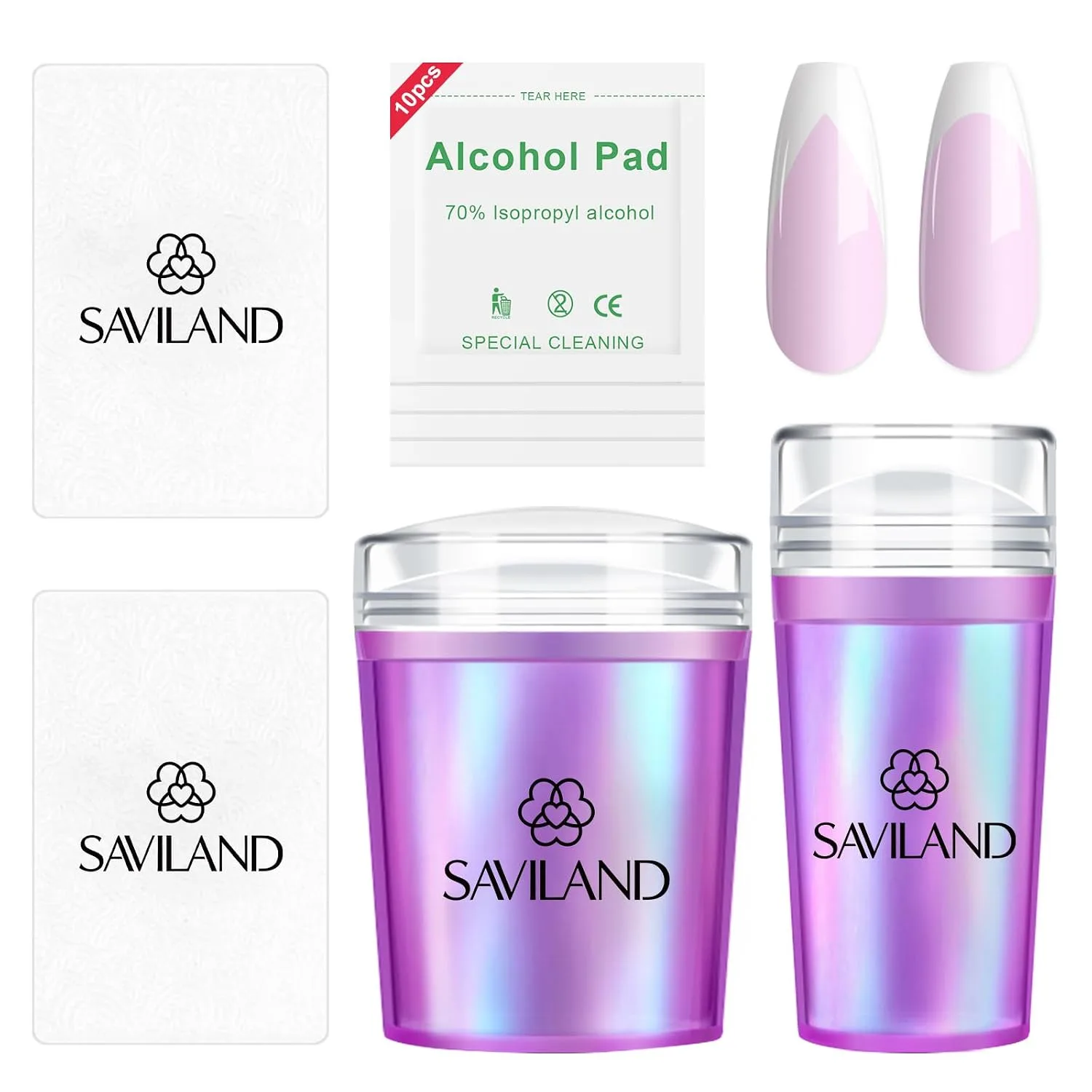 Kit de estampado para uñas Saviland French Tip 4 piezas morado