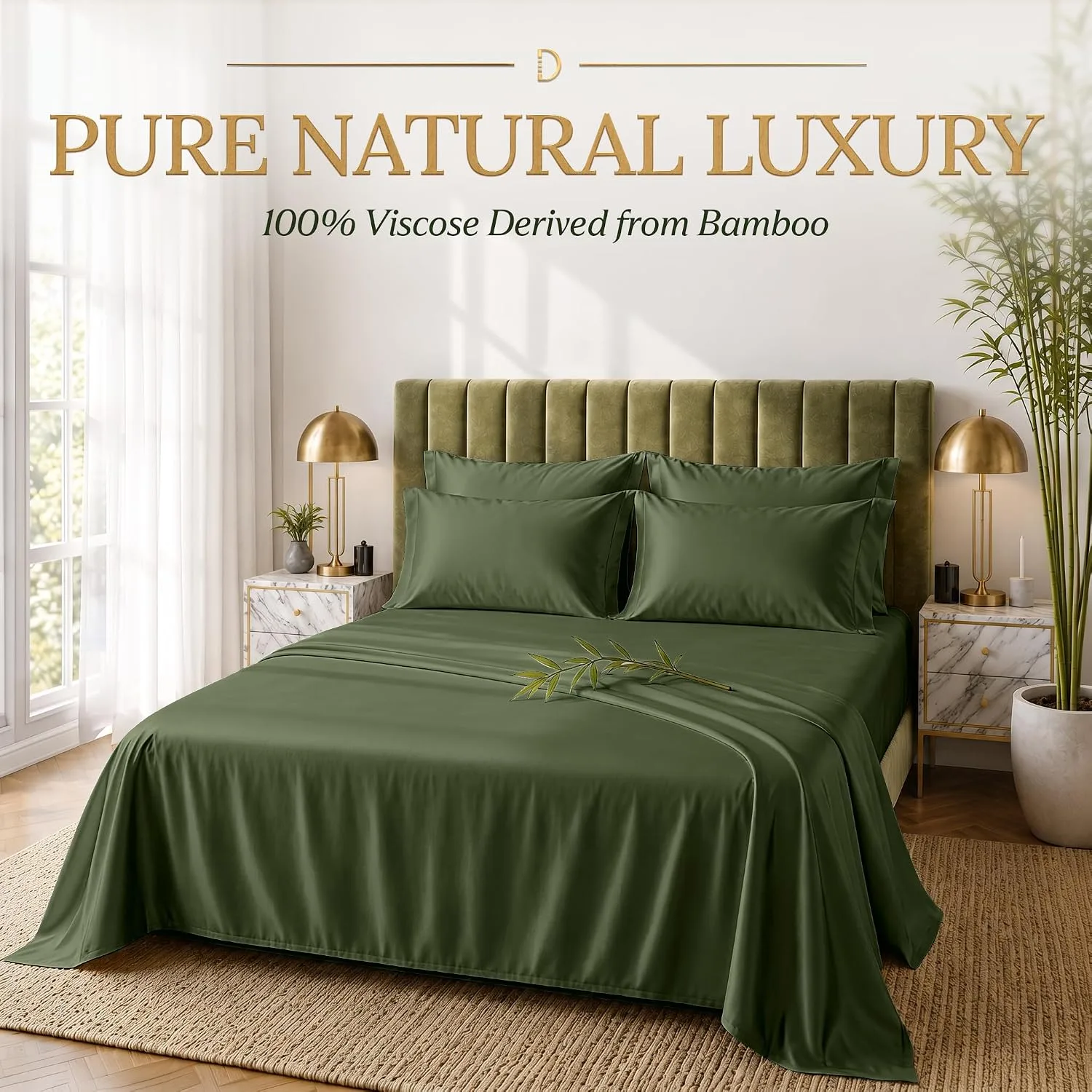 DECOLURE 100% Viscose from Bamboo Sheets Twin Size | 4 Pc Cooling Bed Set
