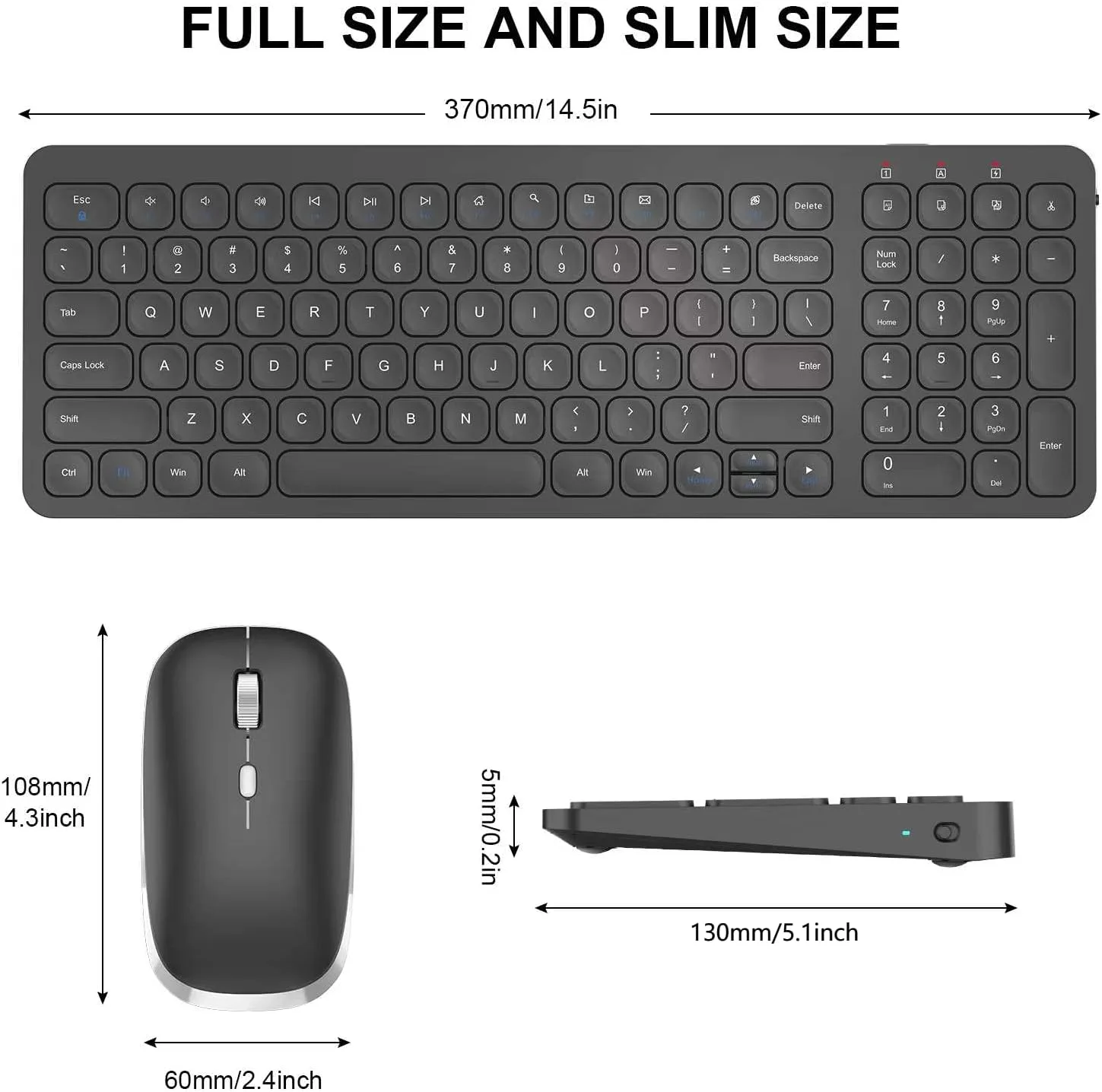 cimetech Wireless Keyboard and Mouse Combo - Black
