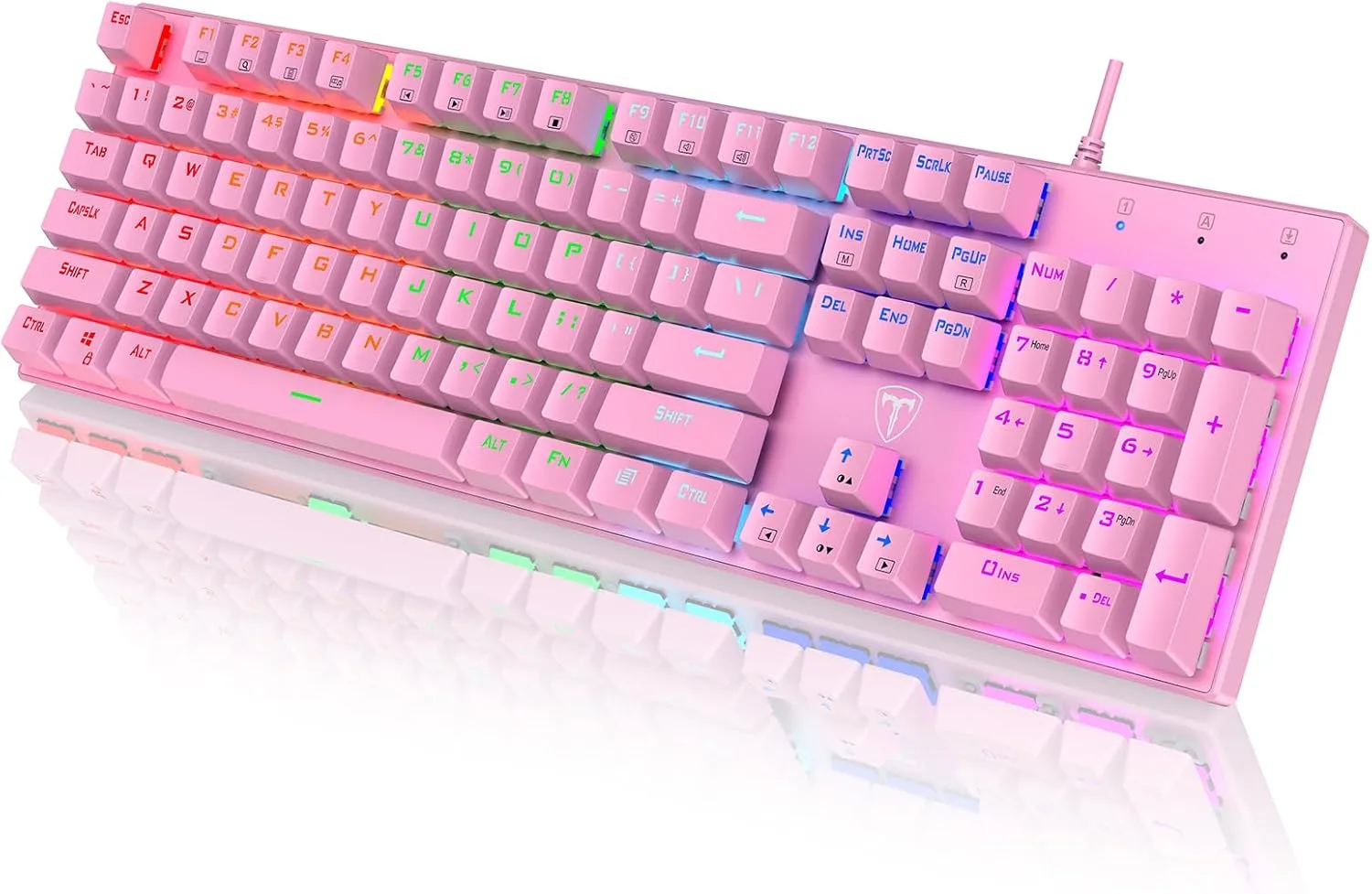 Teclado Gamer Mecánico RisoPhy 104 Teclas Blue Switch Rosa