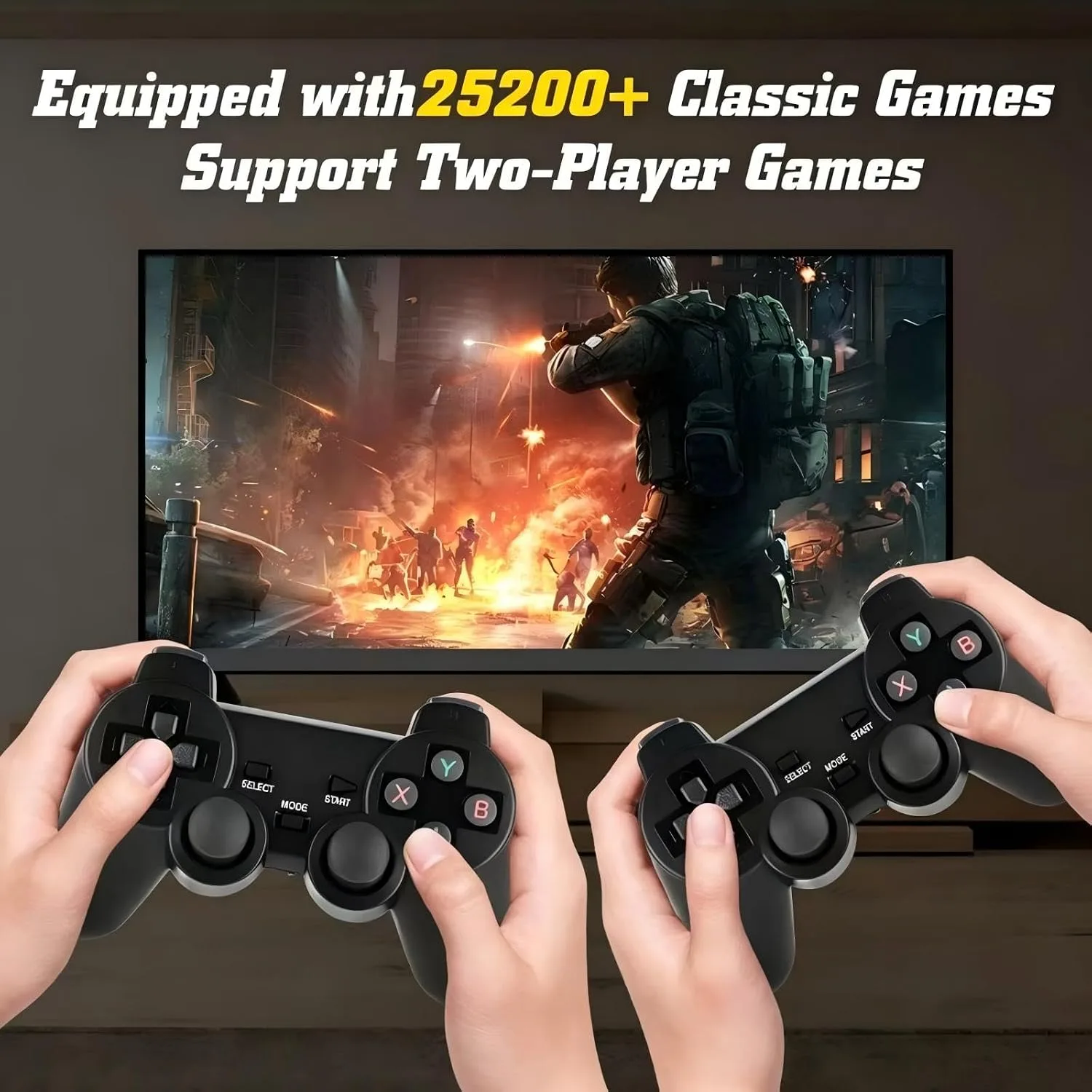 Retro Game Console, Wireless Retro Game Console, Built-in 9 Emulators, 4K HDMI Output, Dual 2.4GHz, Built-in 25200 Games, Plug and Play Video Games, Black