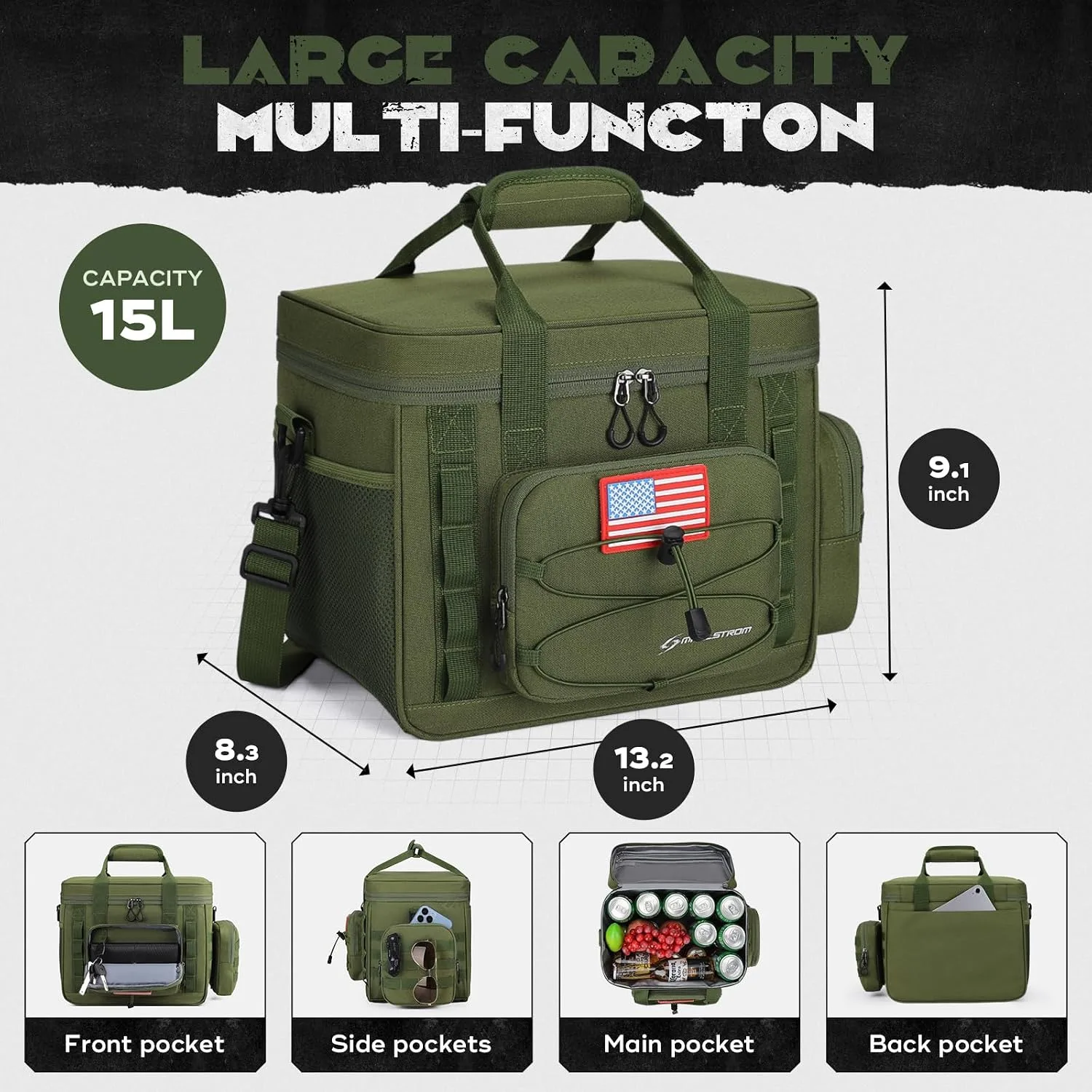 Maelstrom Tactical Lunch Box for Men, Cooler Bag with Detachable MOLLE Bag