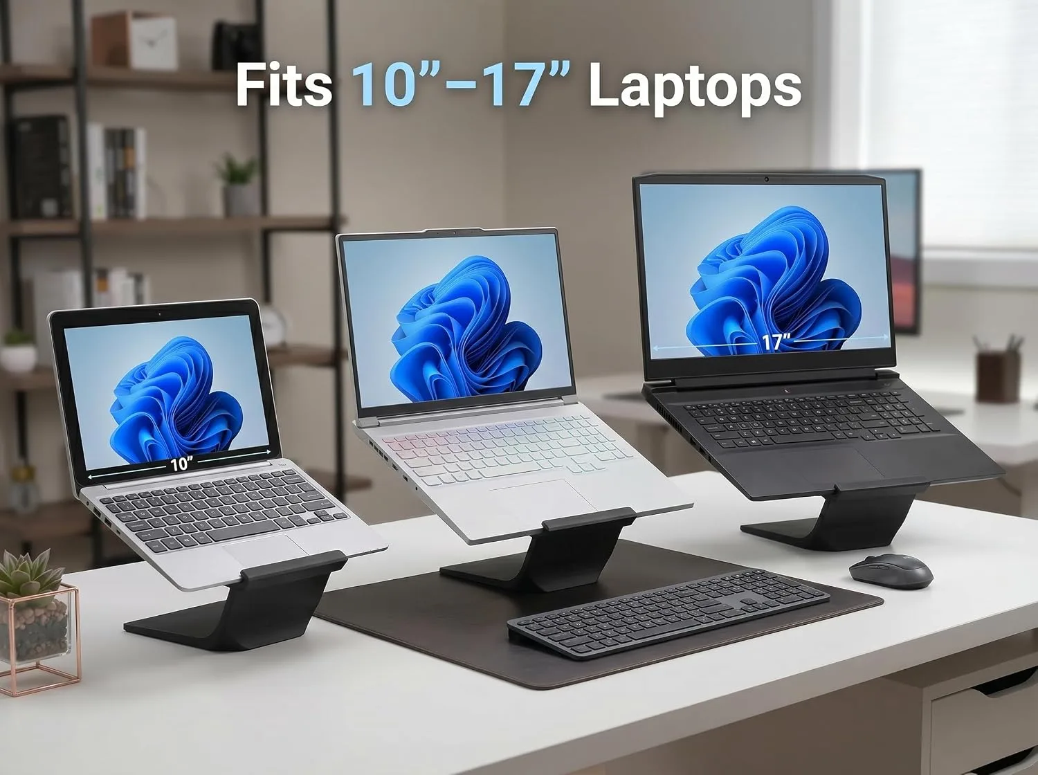 Laptop Stand for Desk – Ergonomic Laptop Riser, Improves Posture & Reduces Neck Pain, Stable No-Wobble Design, Cooling Airflow, Fits 10–17” Laptops, Office & Home Setup (White)