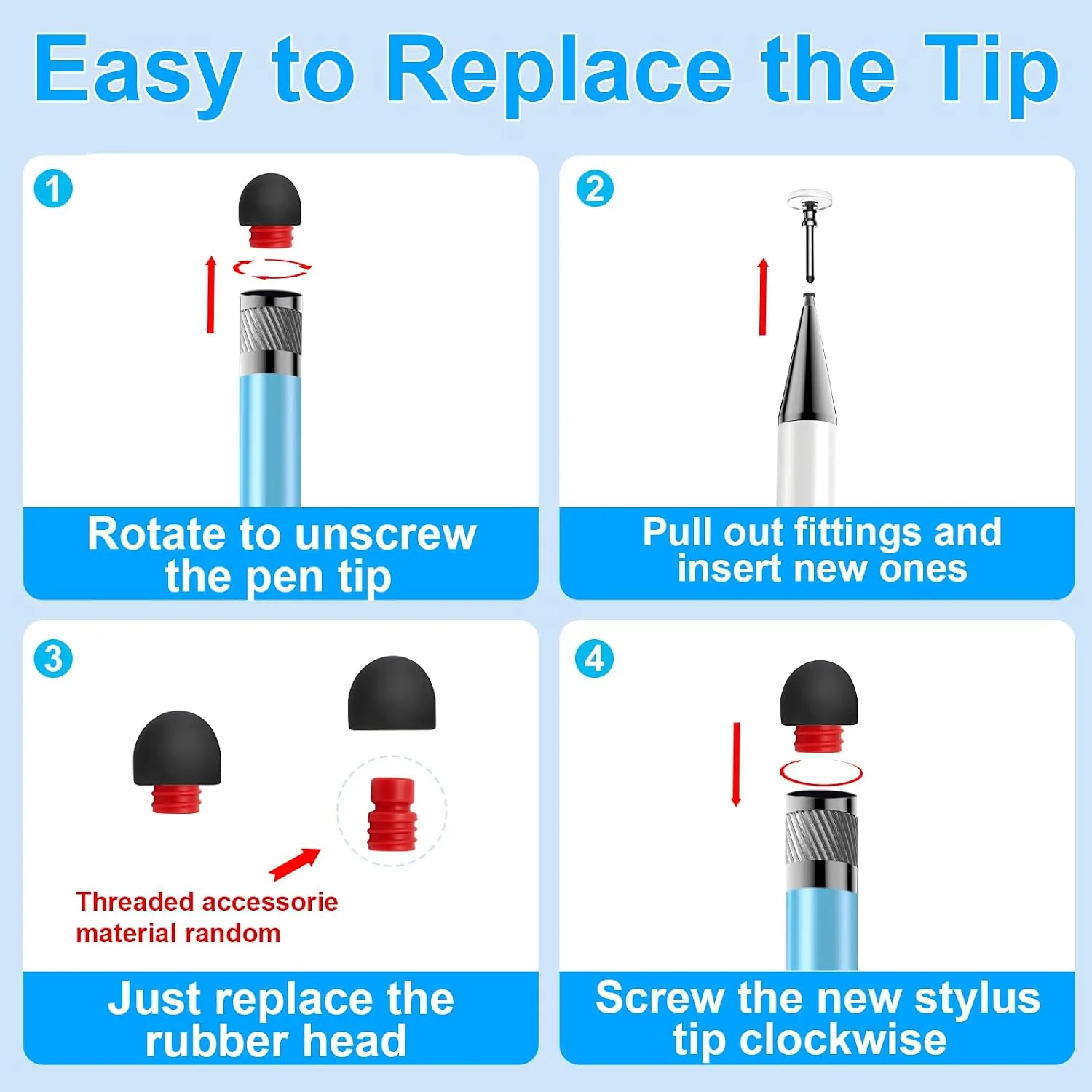Bopomofo 10 Rubber Tips+5 Transparent Disc Tips