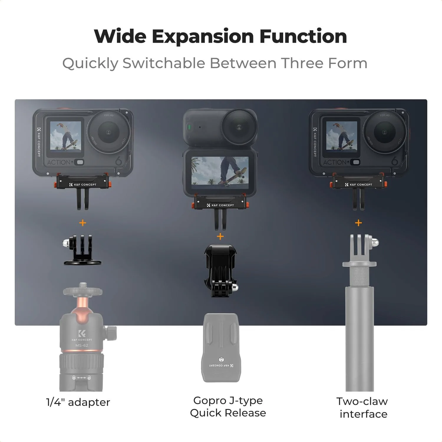 K&F CONCEPT 1 Pack Magnetic Adapter Mount for DJI Osmo Nano/Osmo Action 6