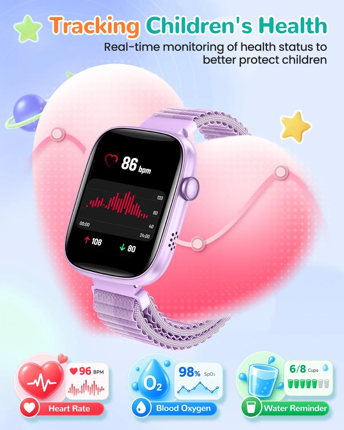 Kids Smart Watch No Phone Needed, 1.83" Smart Watch Fitness Trackers