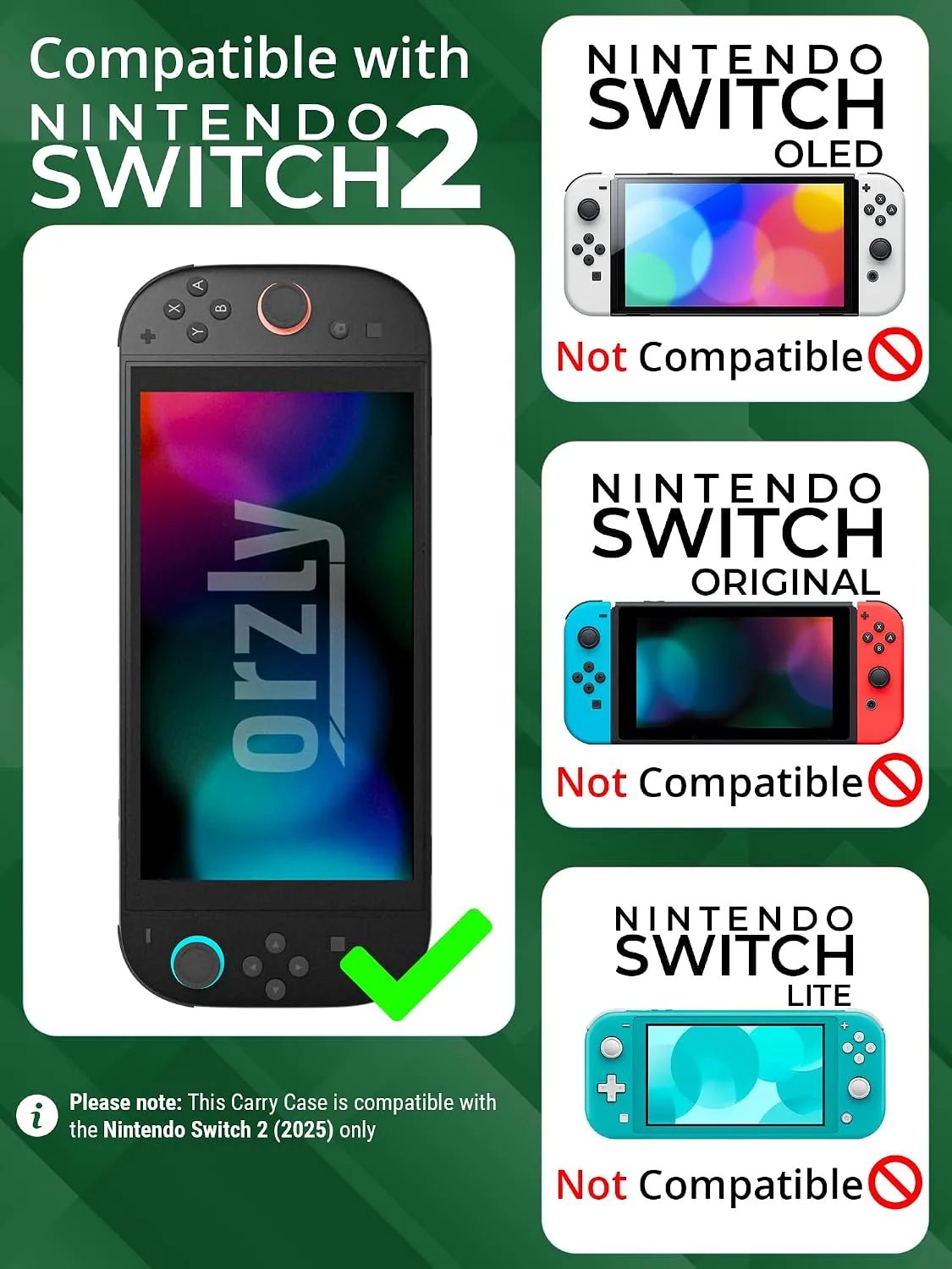 Orzly Case Compatible with Nintendo Switch 2 – Protective Travel Carry Case with Screen Padding, Game Card & microSD Slots, Zipped & Open Pockets for Accessories – 7.9" Gift Boxed