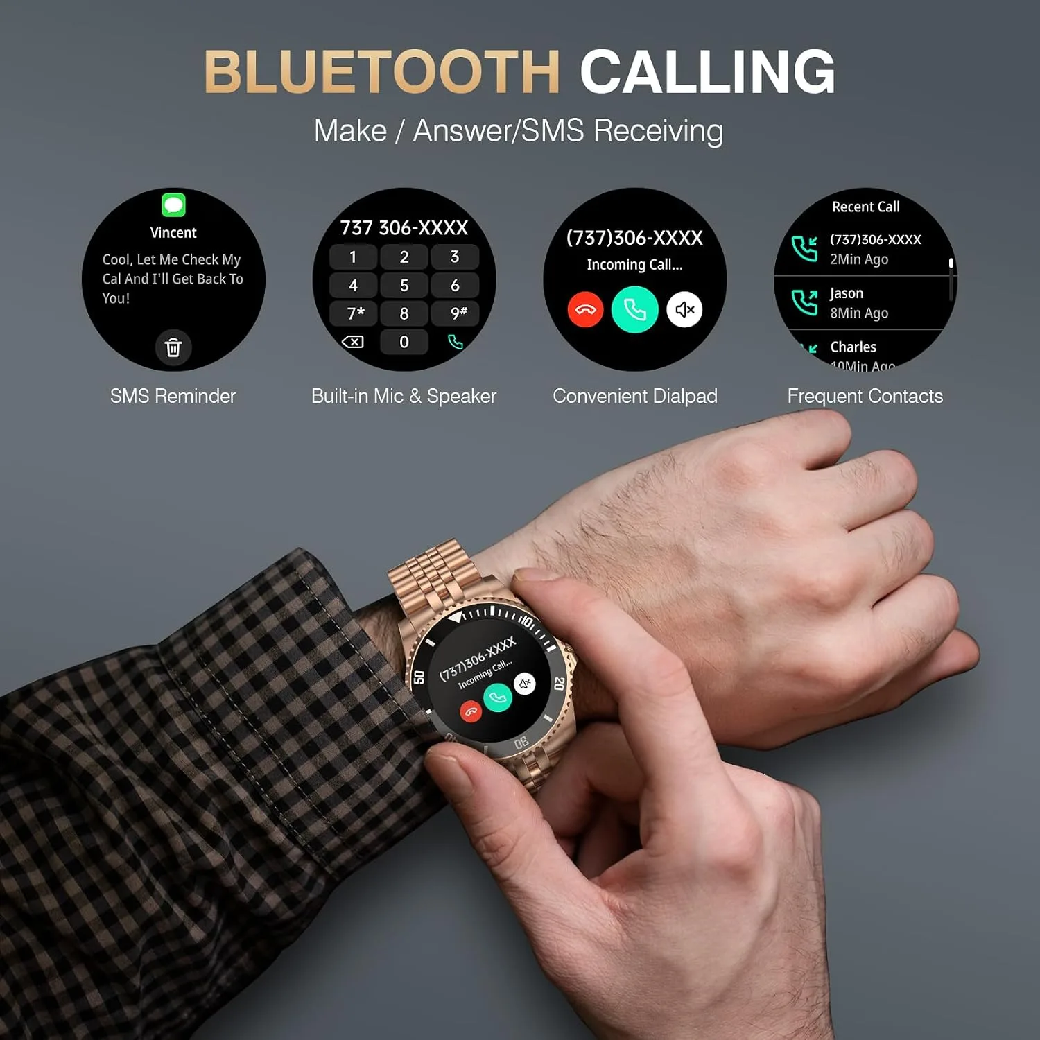 GPT AI Smart Watch for Men, 1.19" AMOLED, Bluetooth Calls, Fitness Tracker
